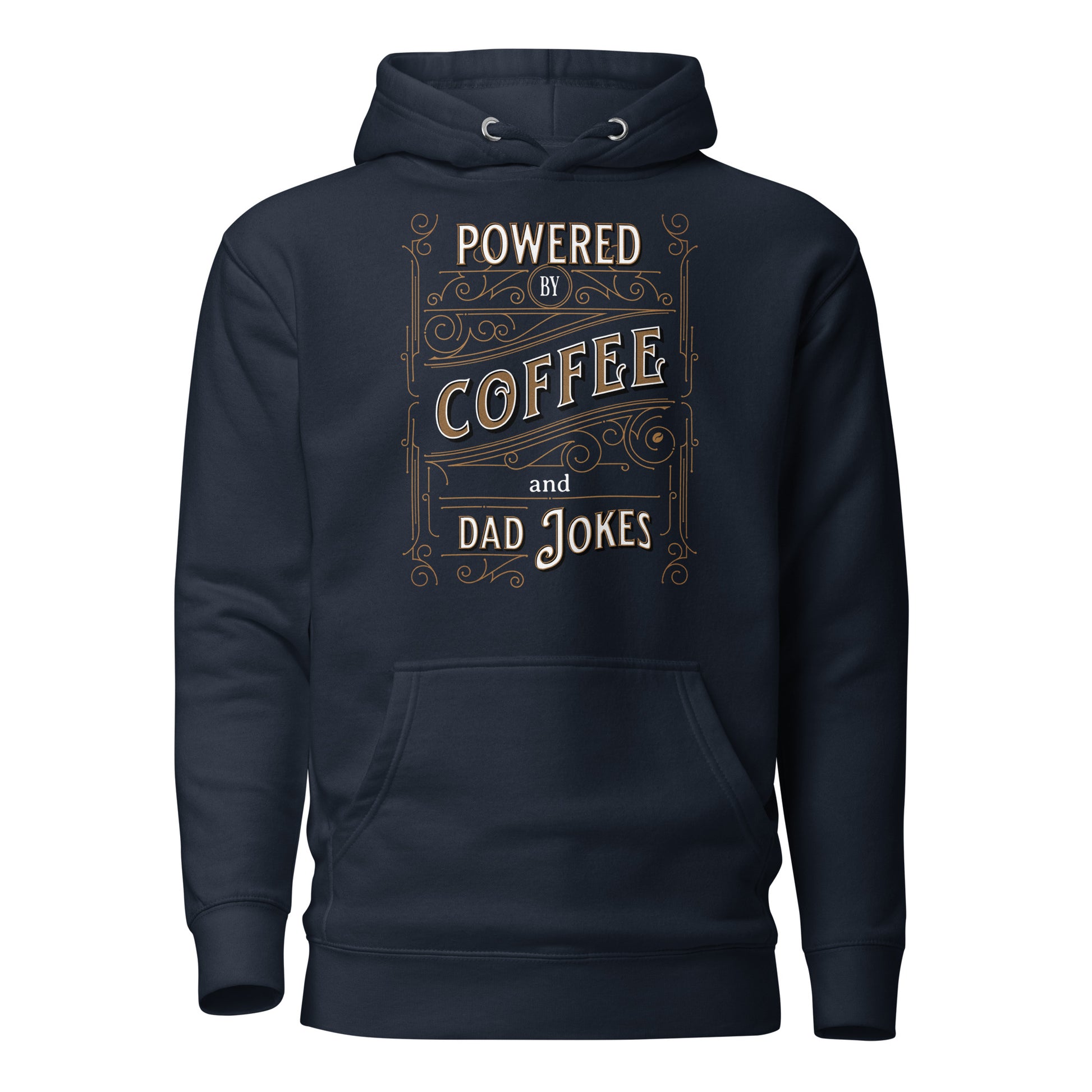 Powered by Coffee and Dad Jokes Hoodie Navy Blazer