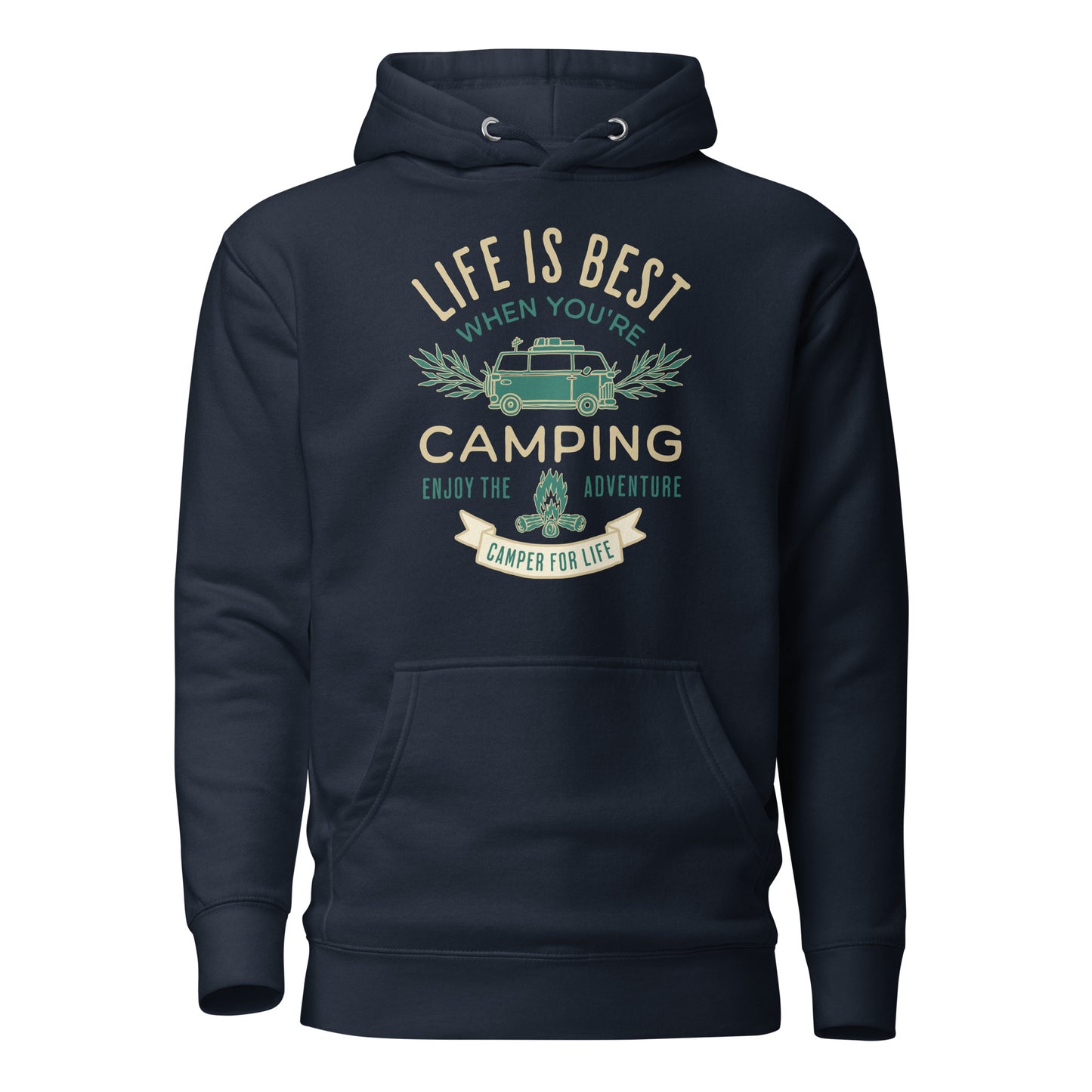 Life is Best When You're Camping Men's Outdoor Hoodie Navy Blazer