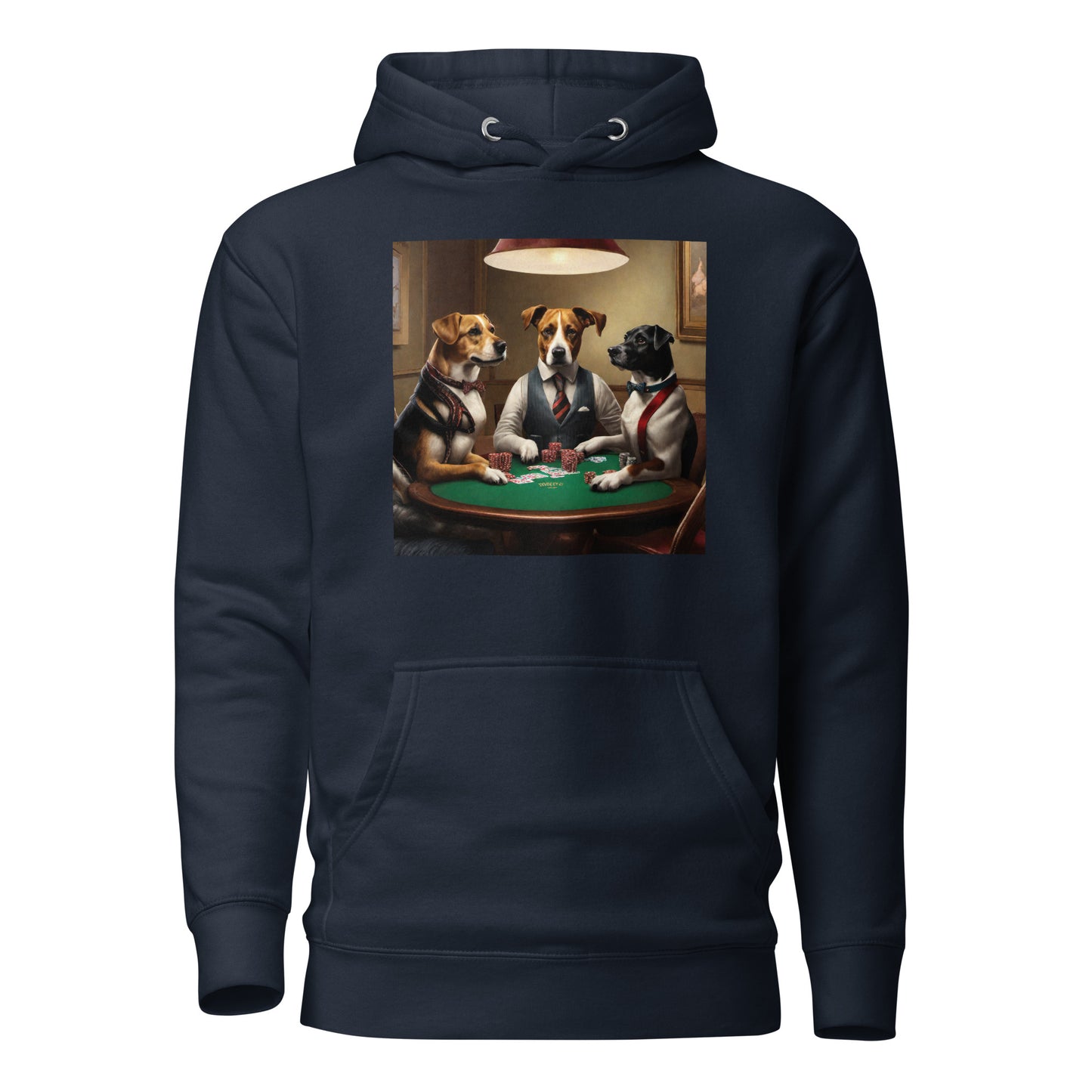 Poker Playing Pooches Men's Funny Hoodie Navy Blazer