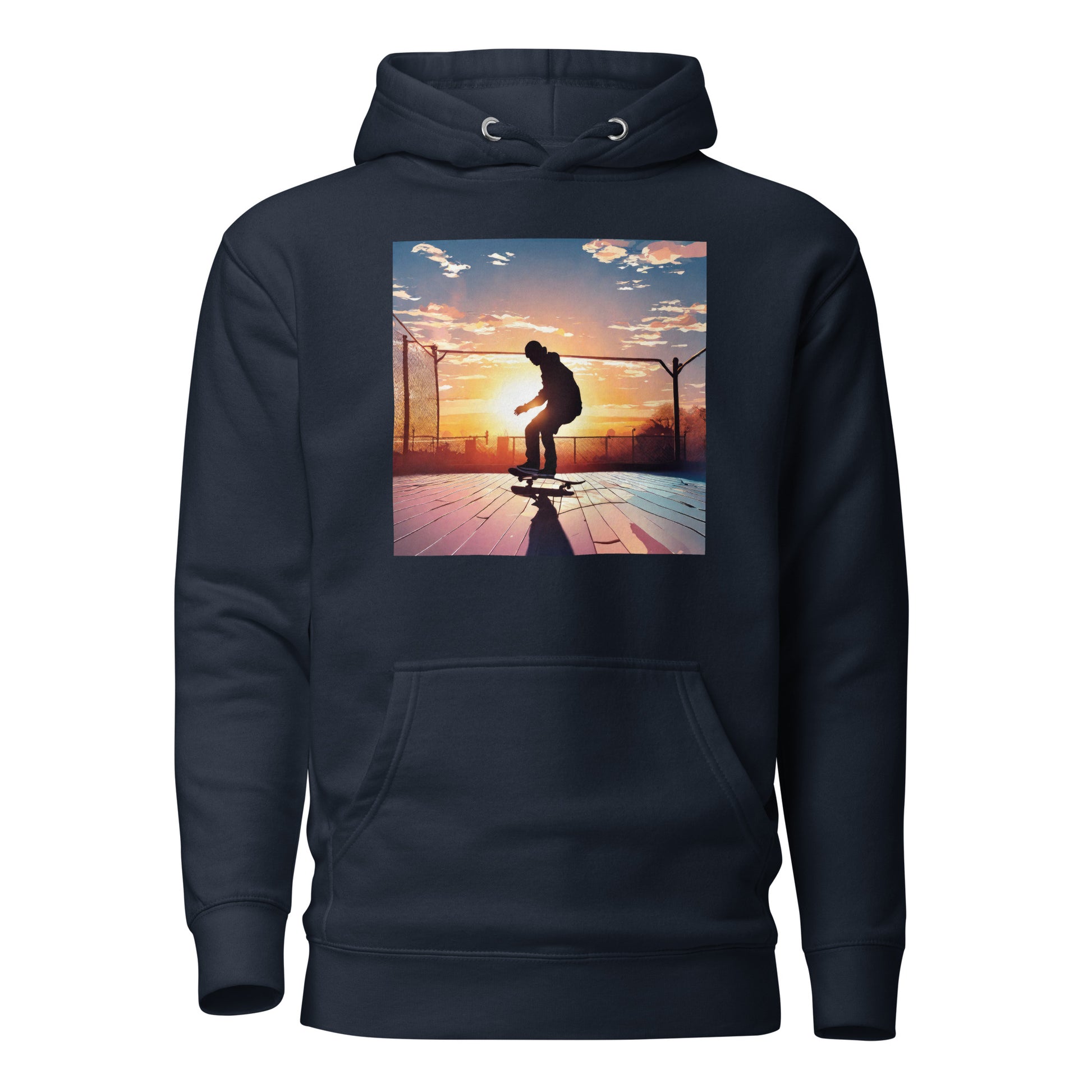 Skateboarding in the Sunset Men's Hoodie Navy Blazer