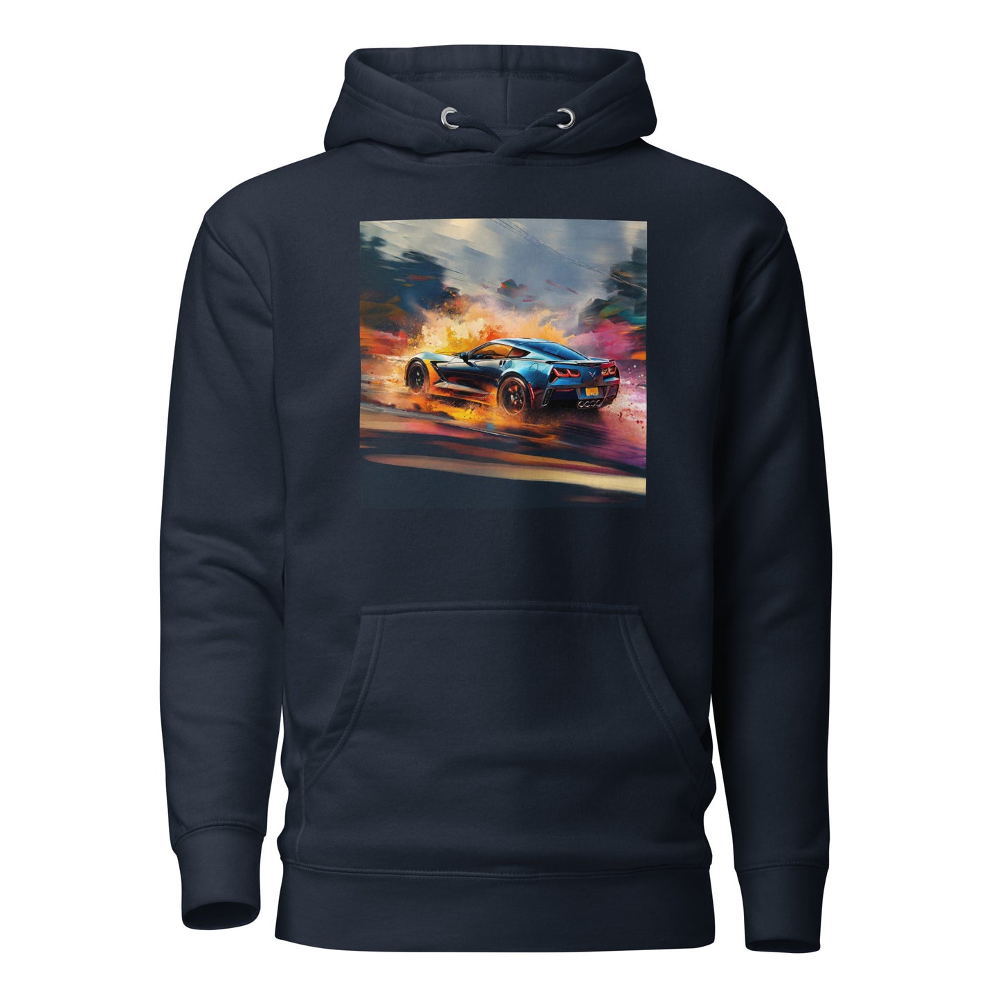 Colorful Corvette Men's Car Hoodie Navy Blazer