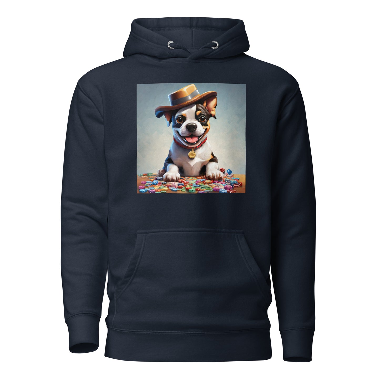 Lucky Dog Poker Night Men's Hoodie Navy Blazer