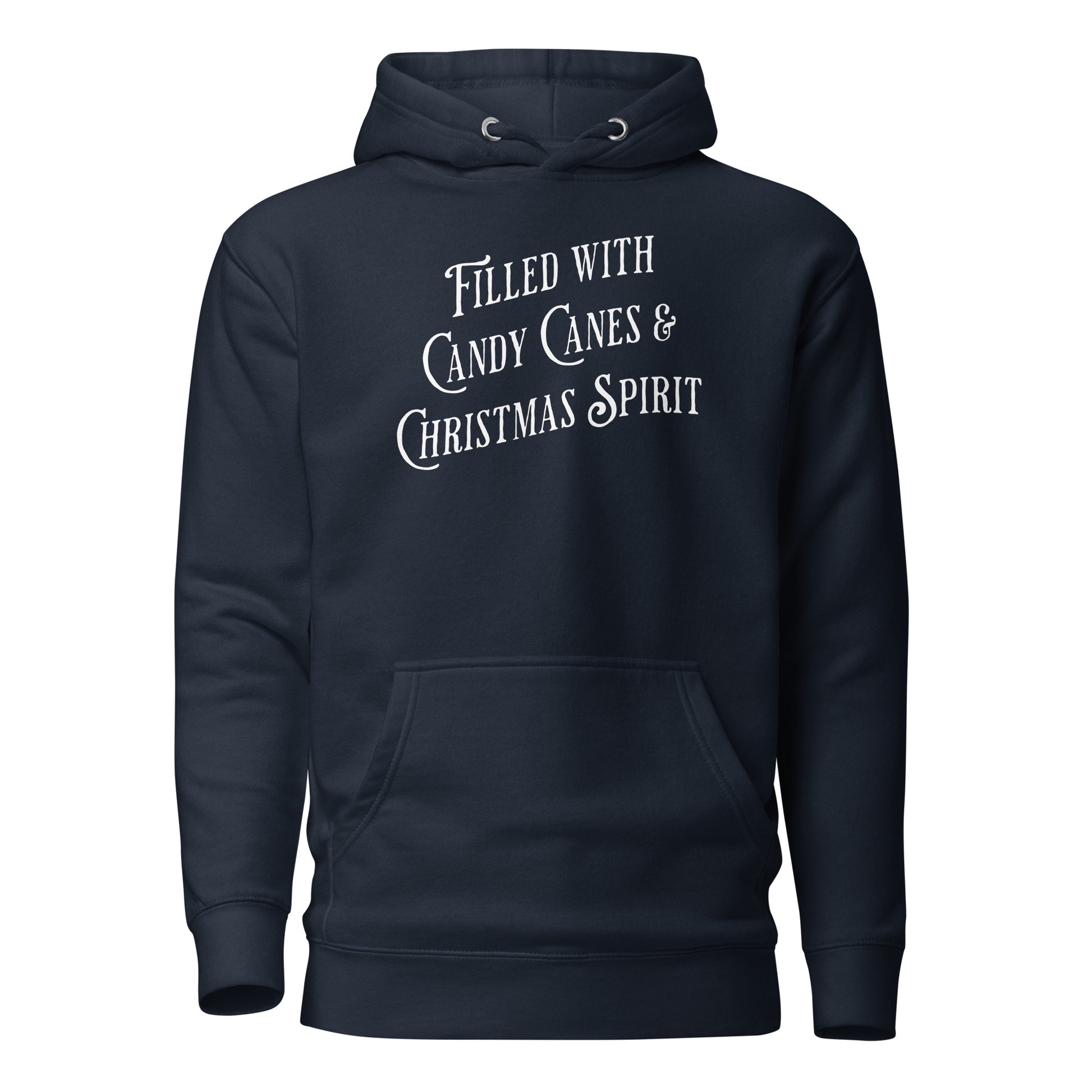 Filled with Candy Canes & Christmas Spirit Men's Hoodie Navy Blazer