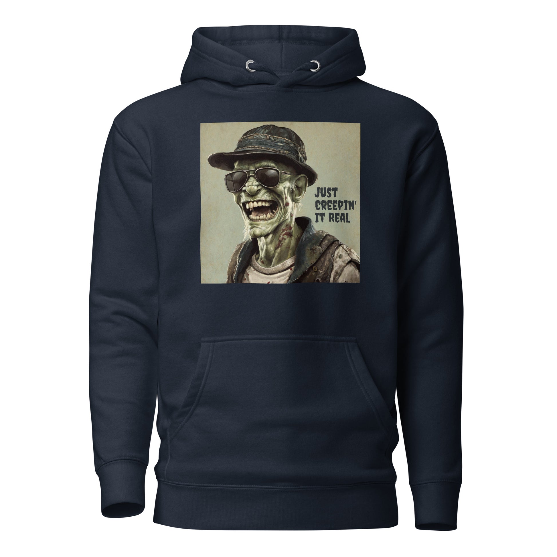 Just Creepin' It Real Men's Zombie Hoodie for Halloween Navy Blazer