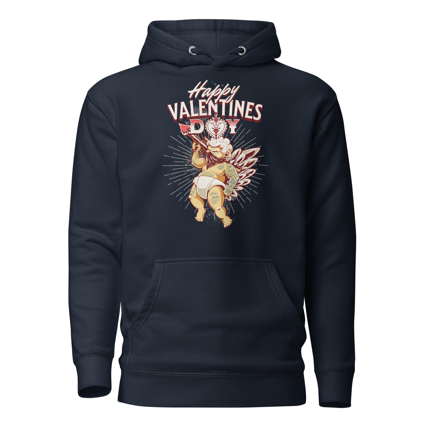 Inked Cupid Men's Valentine's Day Hoodie Navy Blazer