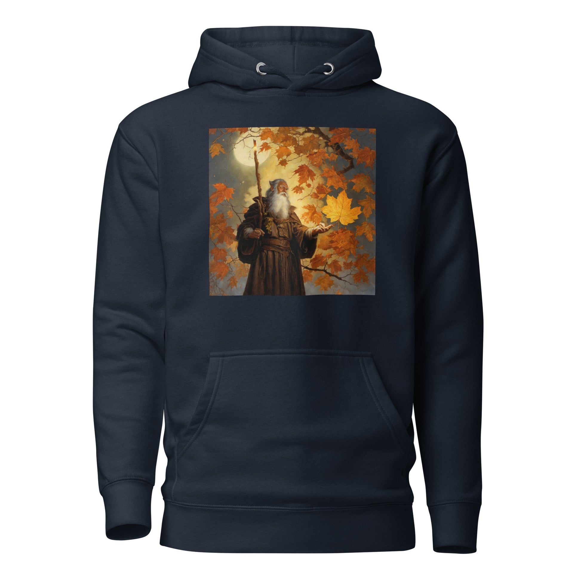 Mage Conjuring Fall Leaves Men's Hoodie Navy Blazer