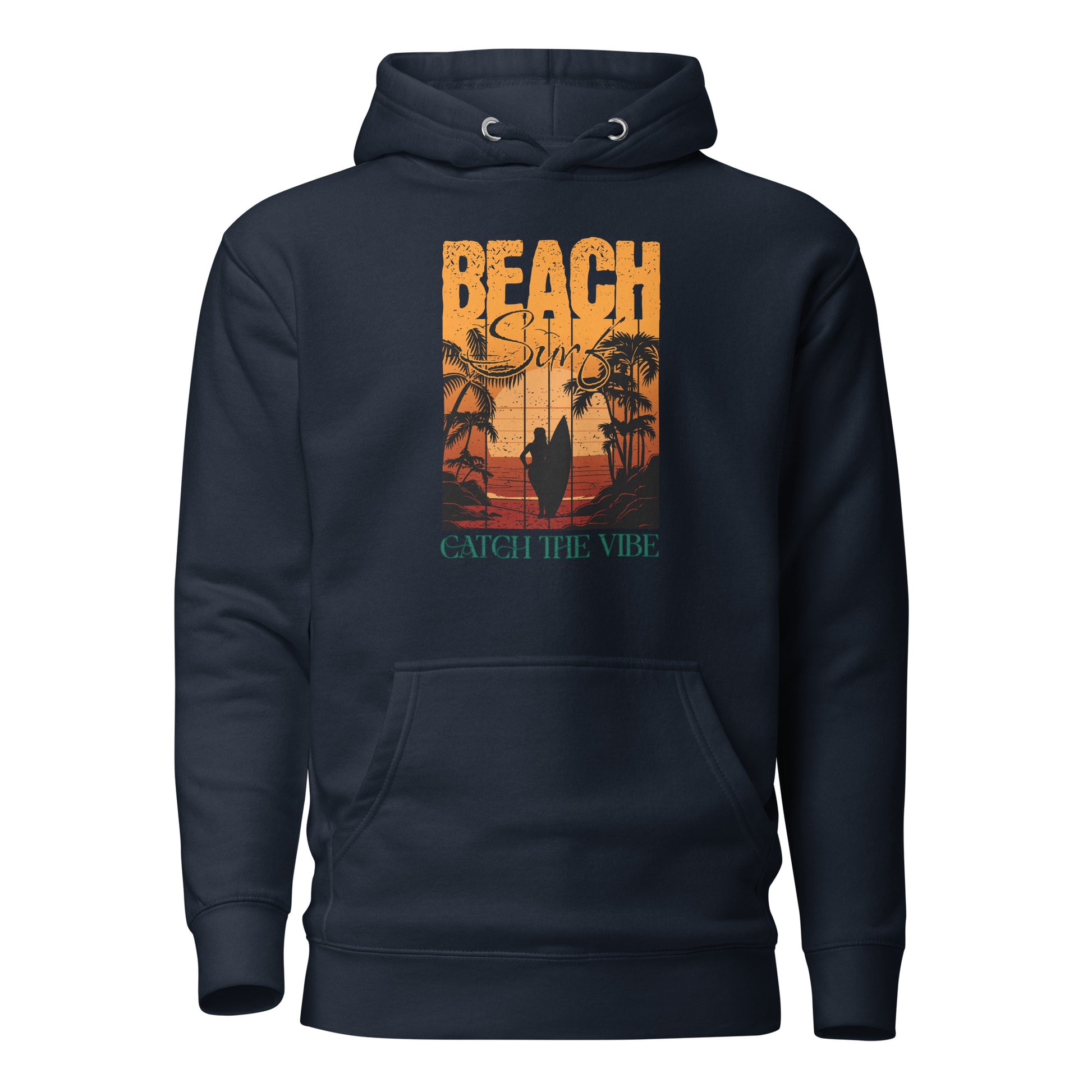 Catch the Beach Vibe Surfing Men's Hoodie Navy Blazer