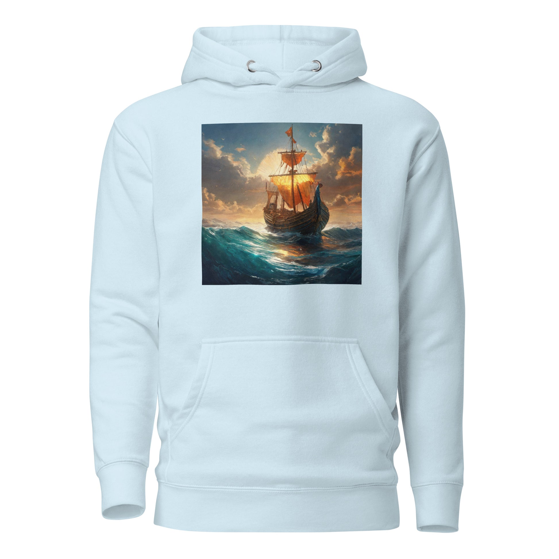 Sunset Ship Men's Hoodie Sky Blue