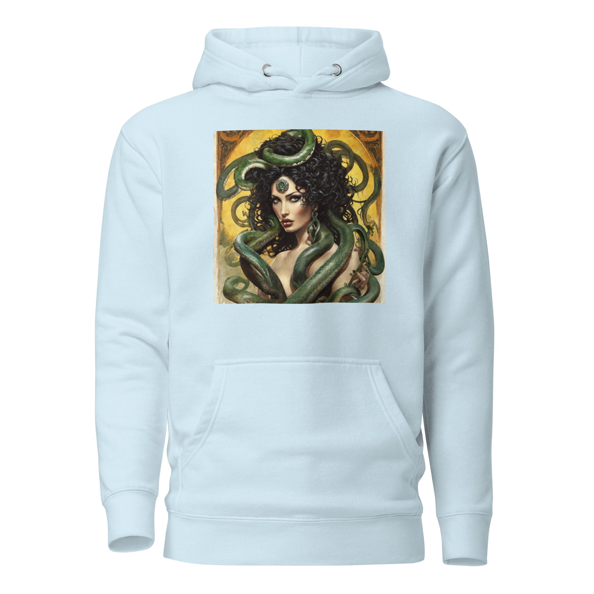 Enchanting Medusa Men's Mythology Hoodie Sky Blue