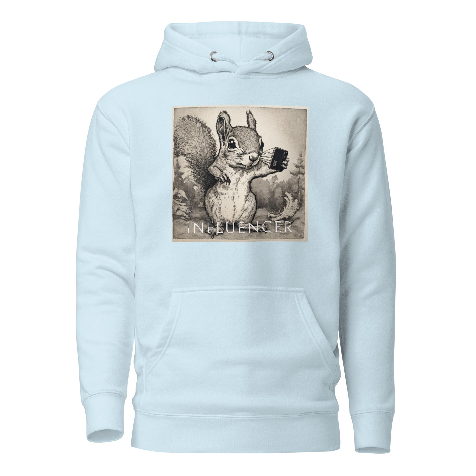 Squirrel Influencer Men's Funny Hoodie Sky Blue