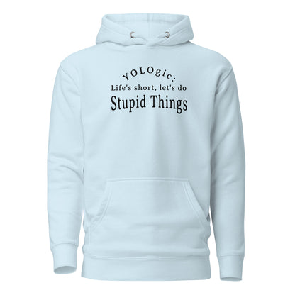 YOLOgic Men's Funny Hoodie Sky Blue