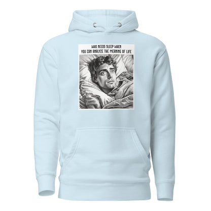 Late Night Analyzing Men's Funny Hoodie Sky Blue