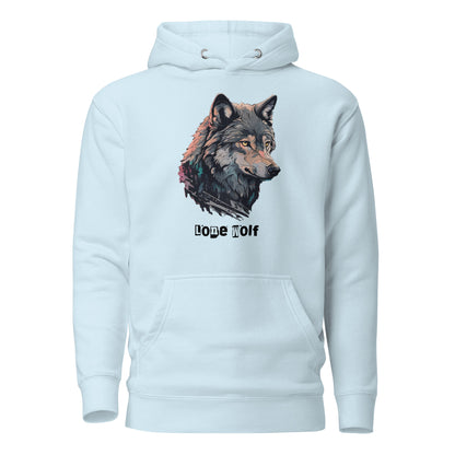 Lone Wolf Men's Funny Hoodie Sky Blue