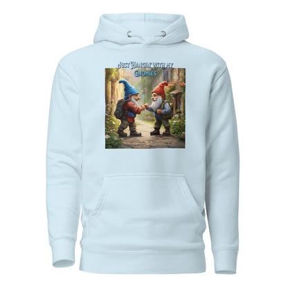 Just Hangin' with my Gnomies Men's Funny Hoodie Sky Blue