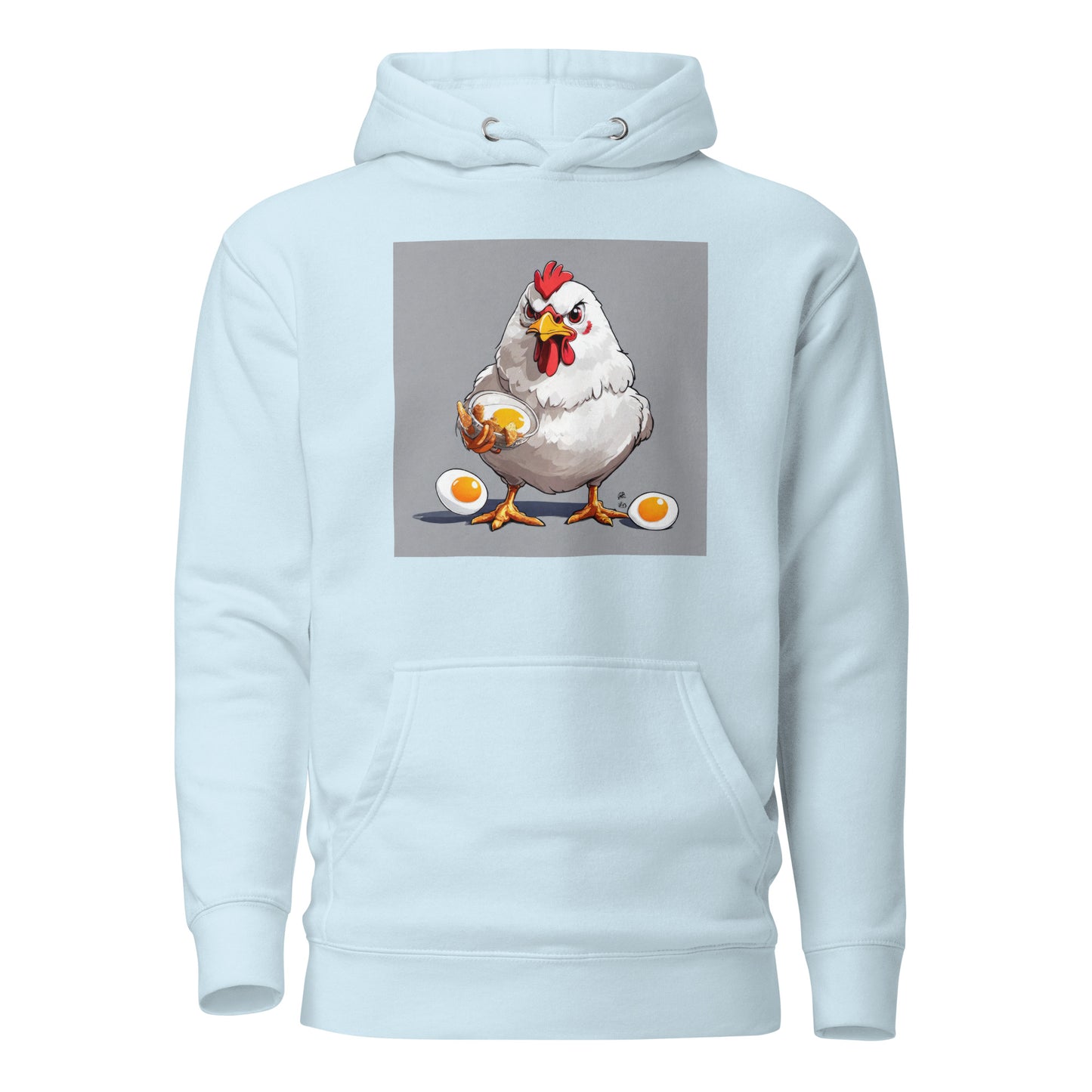 Cannibalistic Chicken Men's Funny Hoodie Sky Blue