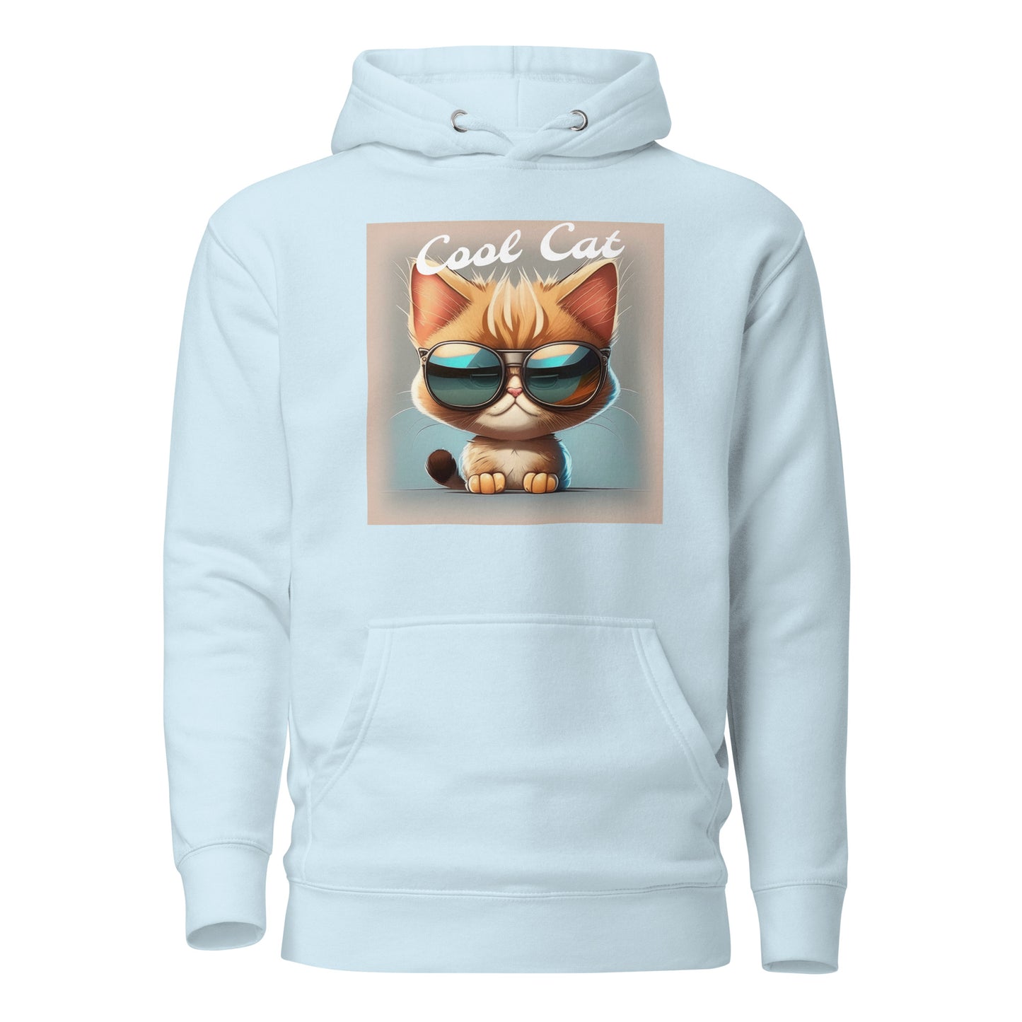 Cool Cat Men's Funny Hoodie Sky Blue