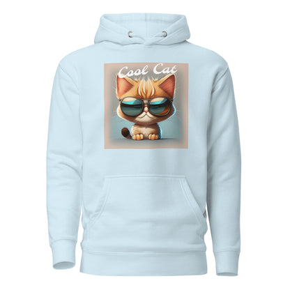 Cool Cat Men's Funny Hoodie Sky Blue