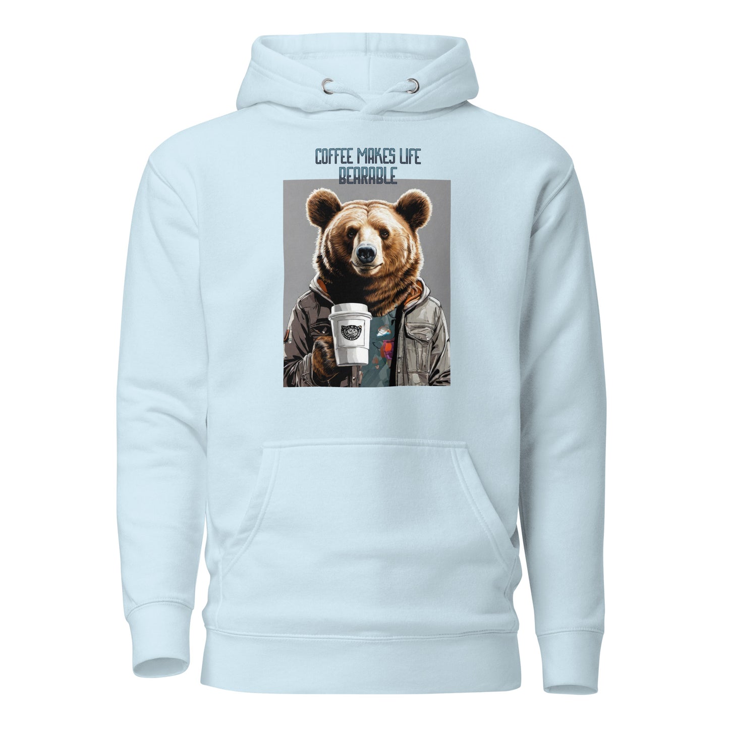 Coffee Makes Life Bearable Men's Funny Hoodie Sky Blue