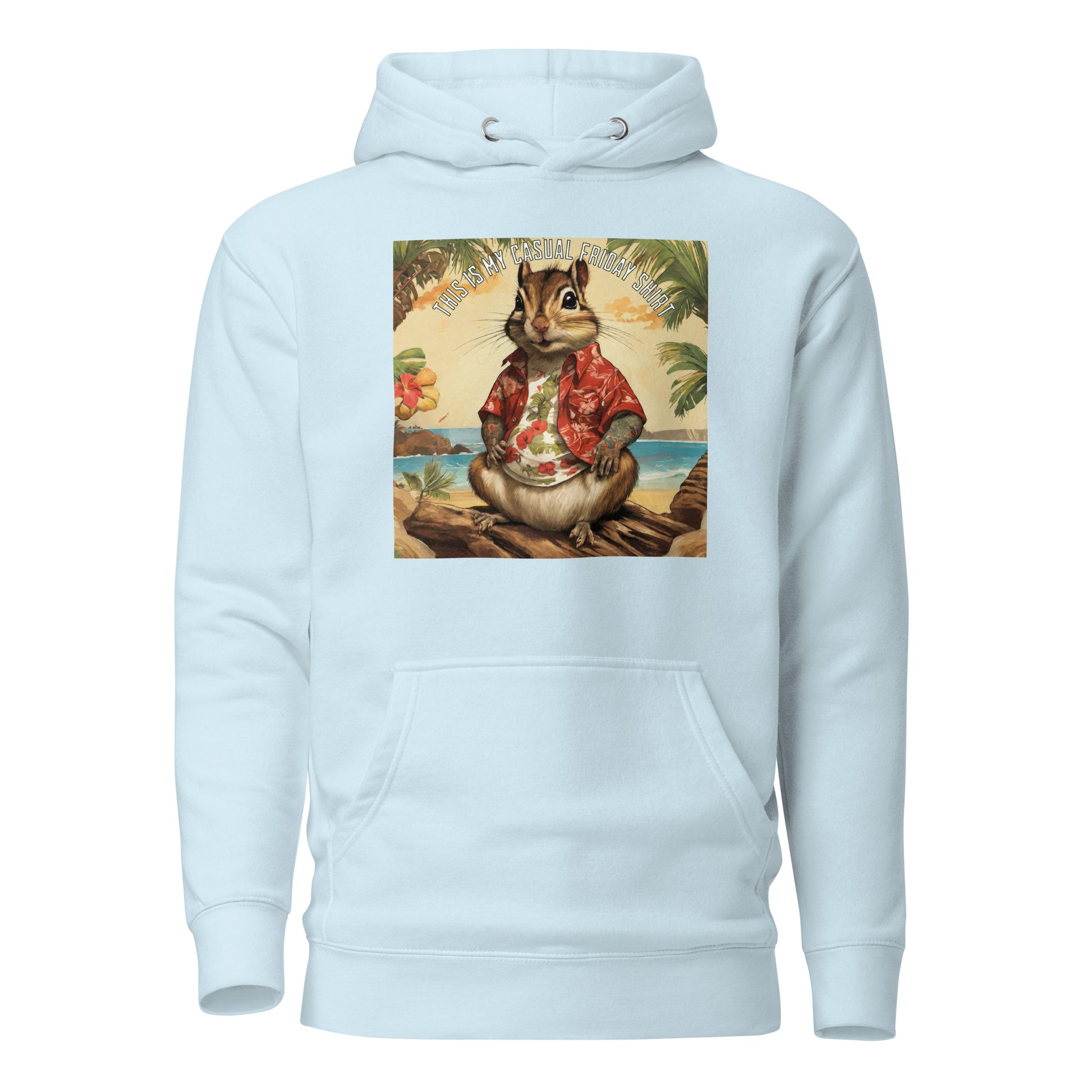 Casual Friday Squirrel Men's Funny Hoodie Sky Blue