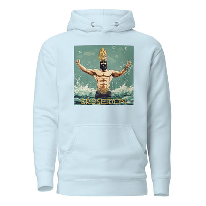 Broseidon Men's Funny Graphic Hoodie Sky Blue