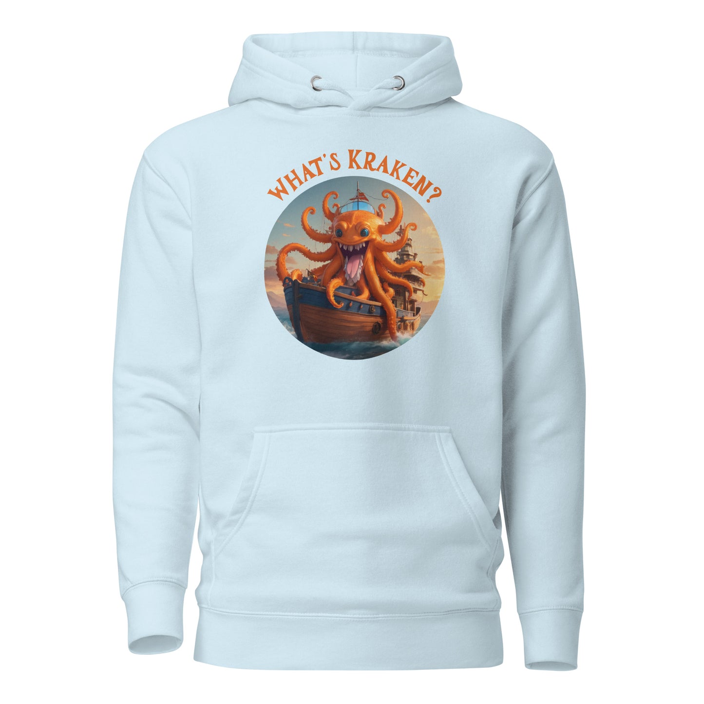 What's Kraken Men's Funny Hoodie Sky Blue