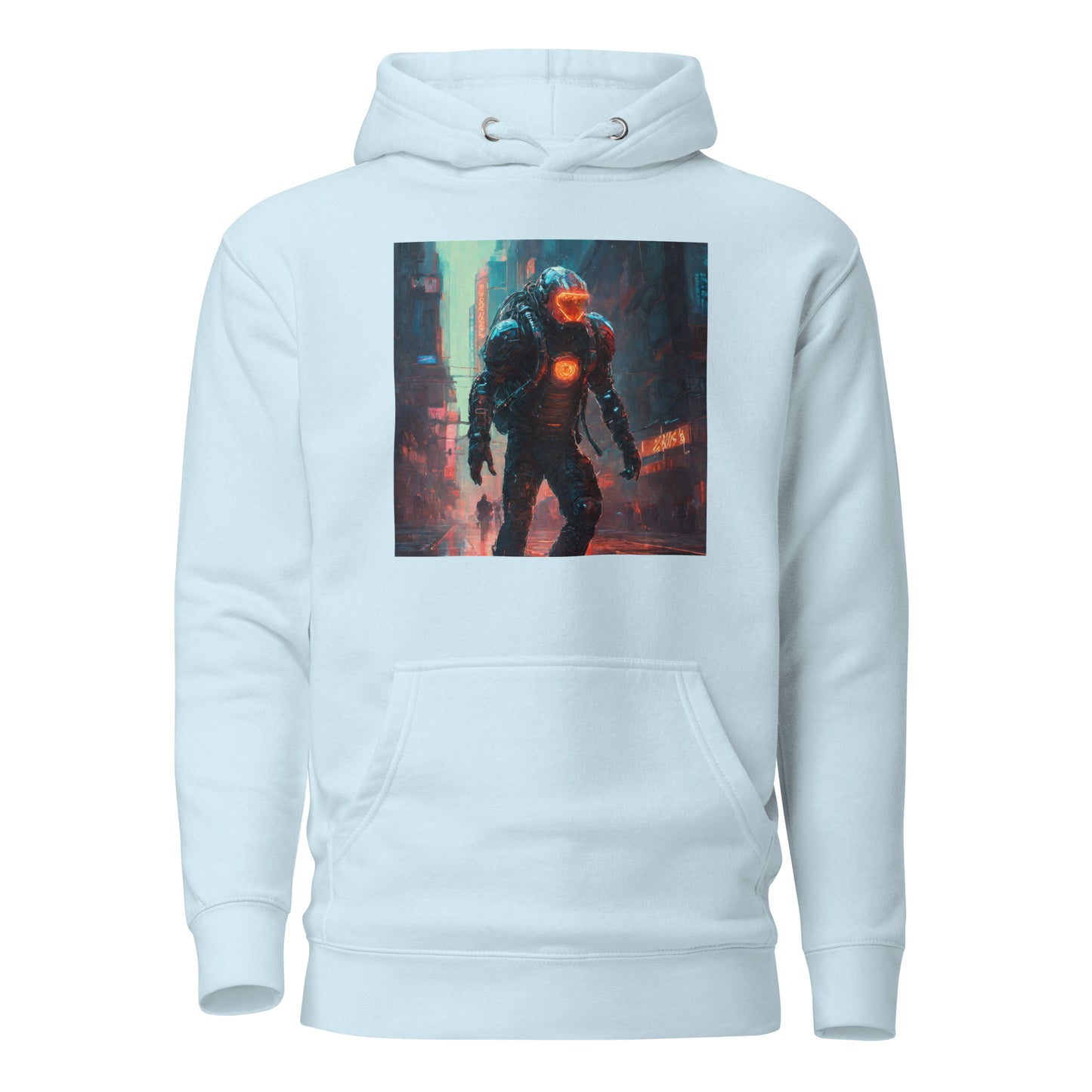 Futuristic Space Suit Men's Sci-Fi Hoodie Sky Blue