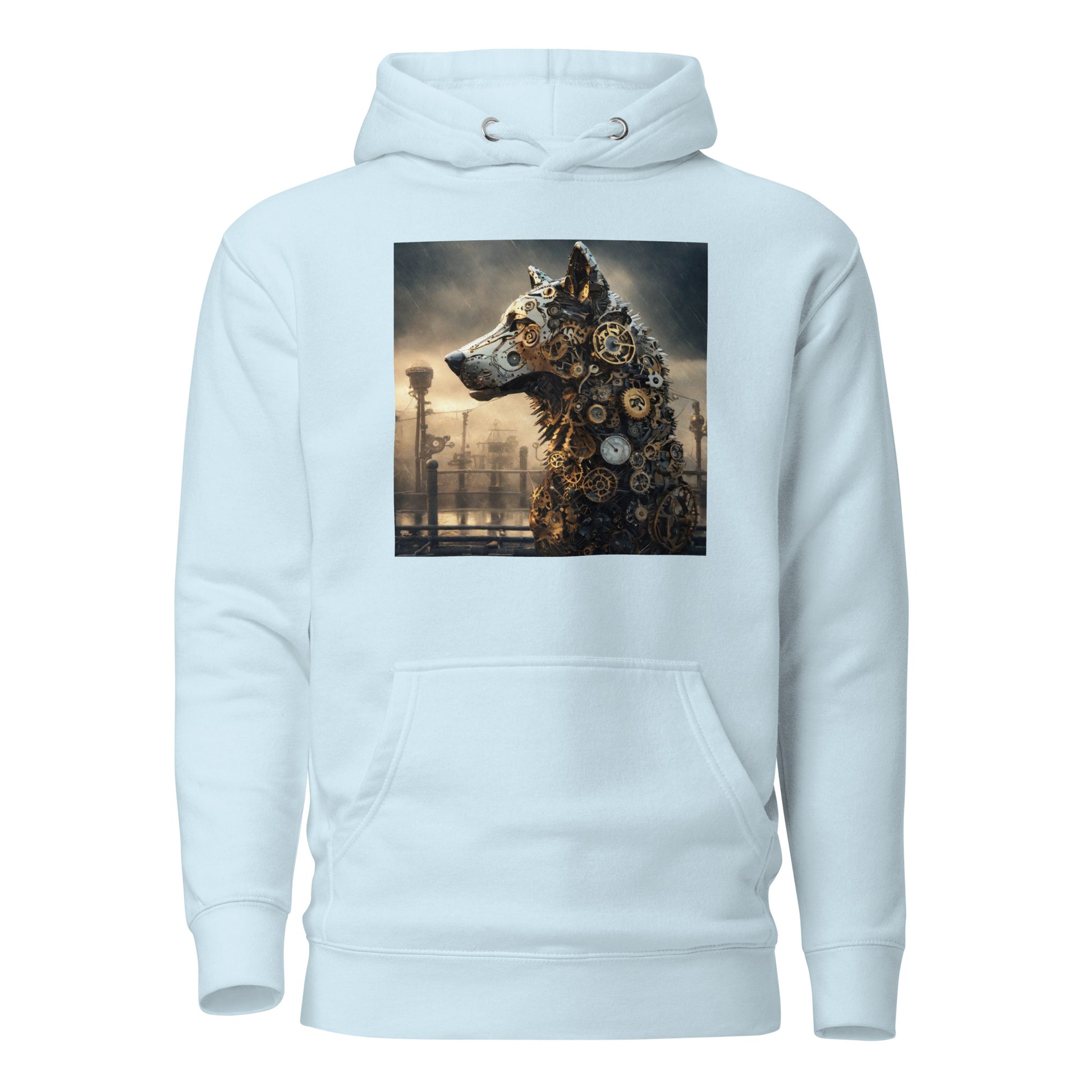 Clockwork Canine Men's Steampunk Hoodie Sky Blue