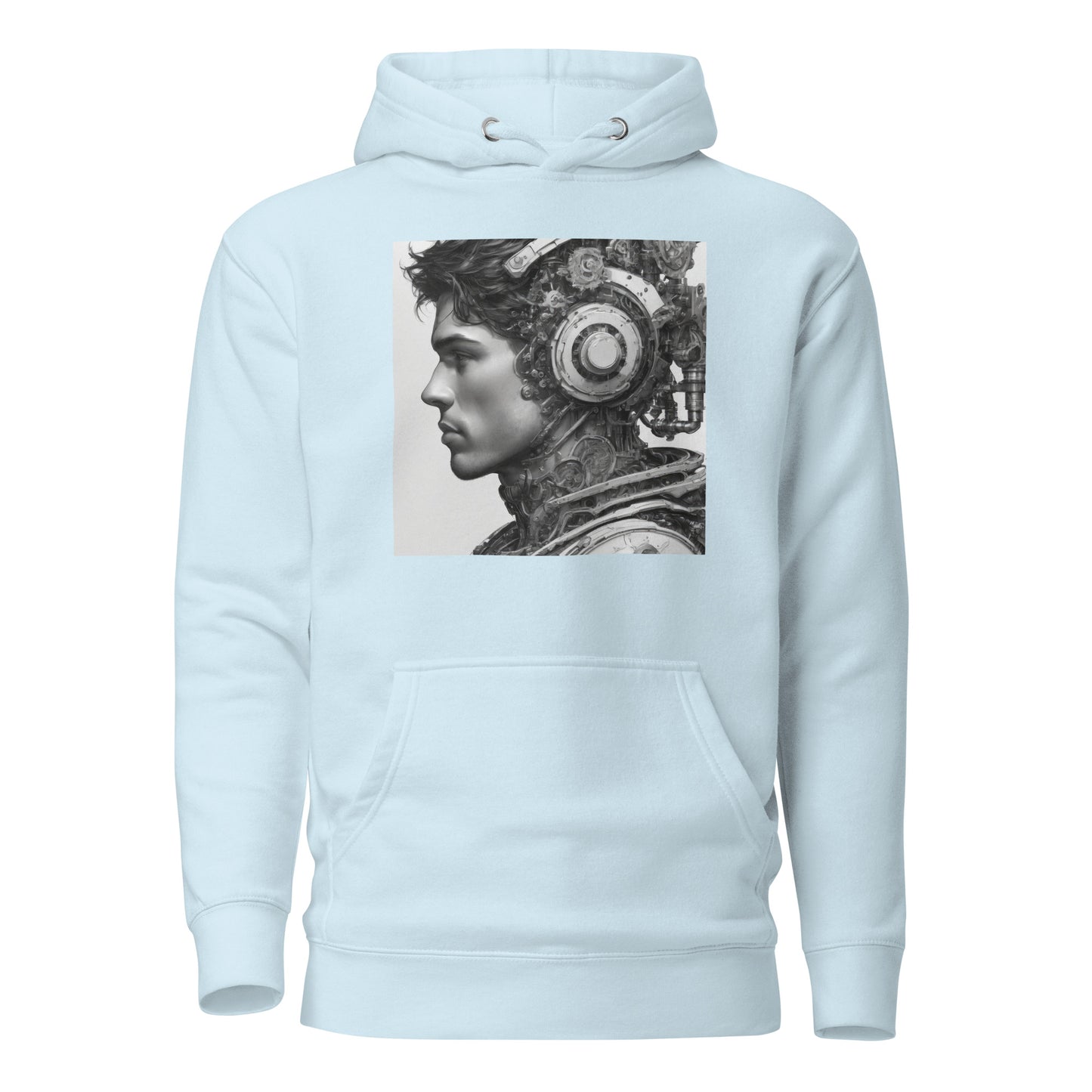 Bio-Mechanical Man Men's Sci-Fi Hoodie Sky Blue