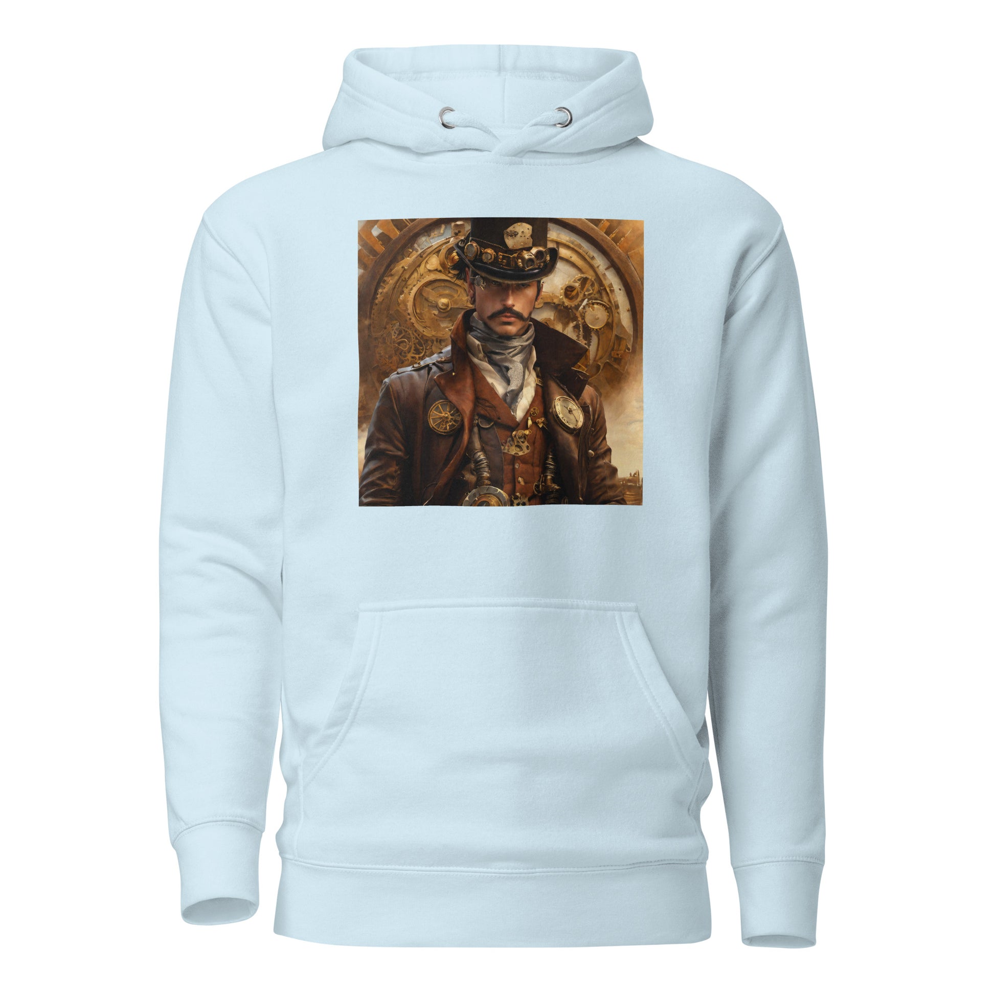 Brass and Copper Cowboy Men's Steampunk Hoodie Sky Blue