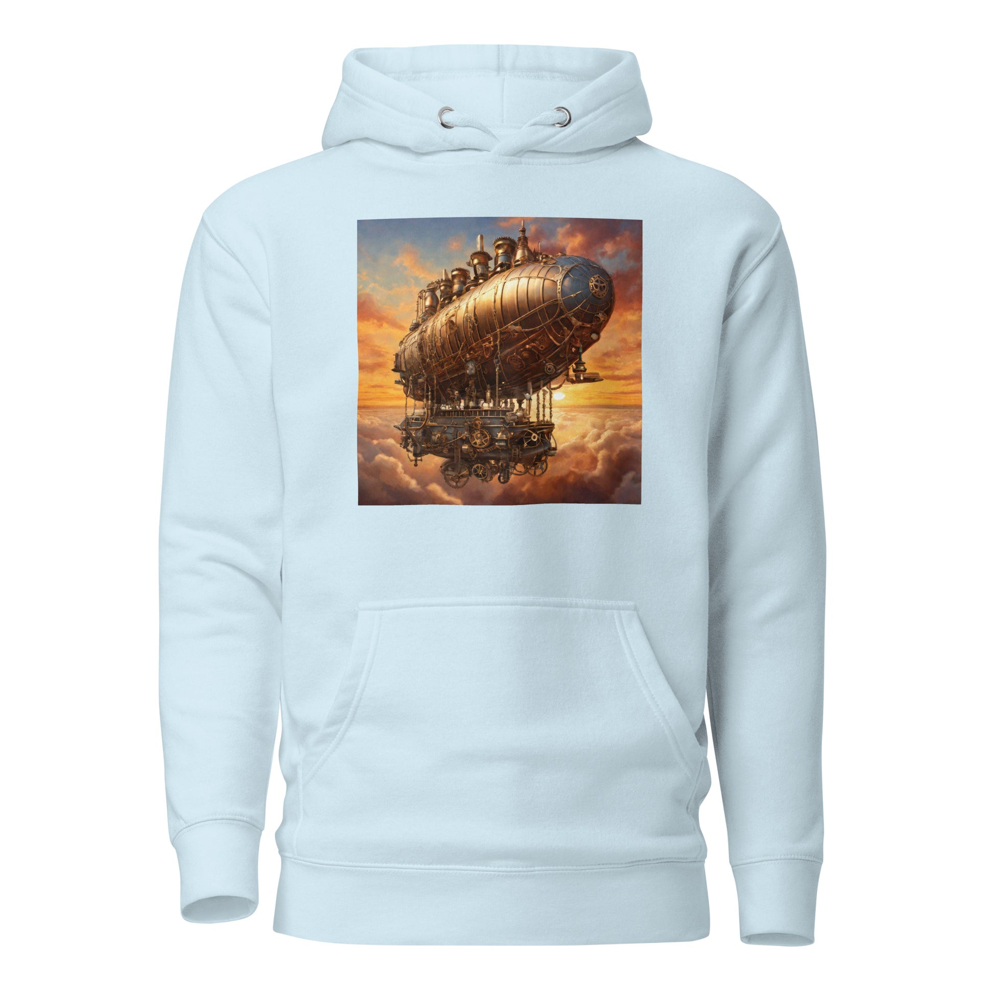 Amazing Airship Men's Steampunk Hoodie Sky Blue