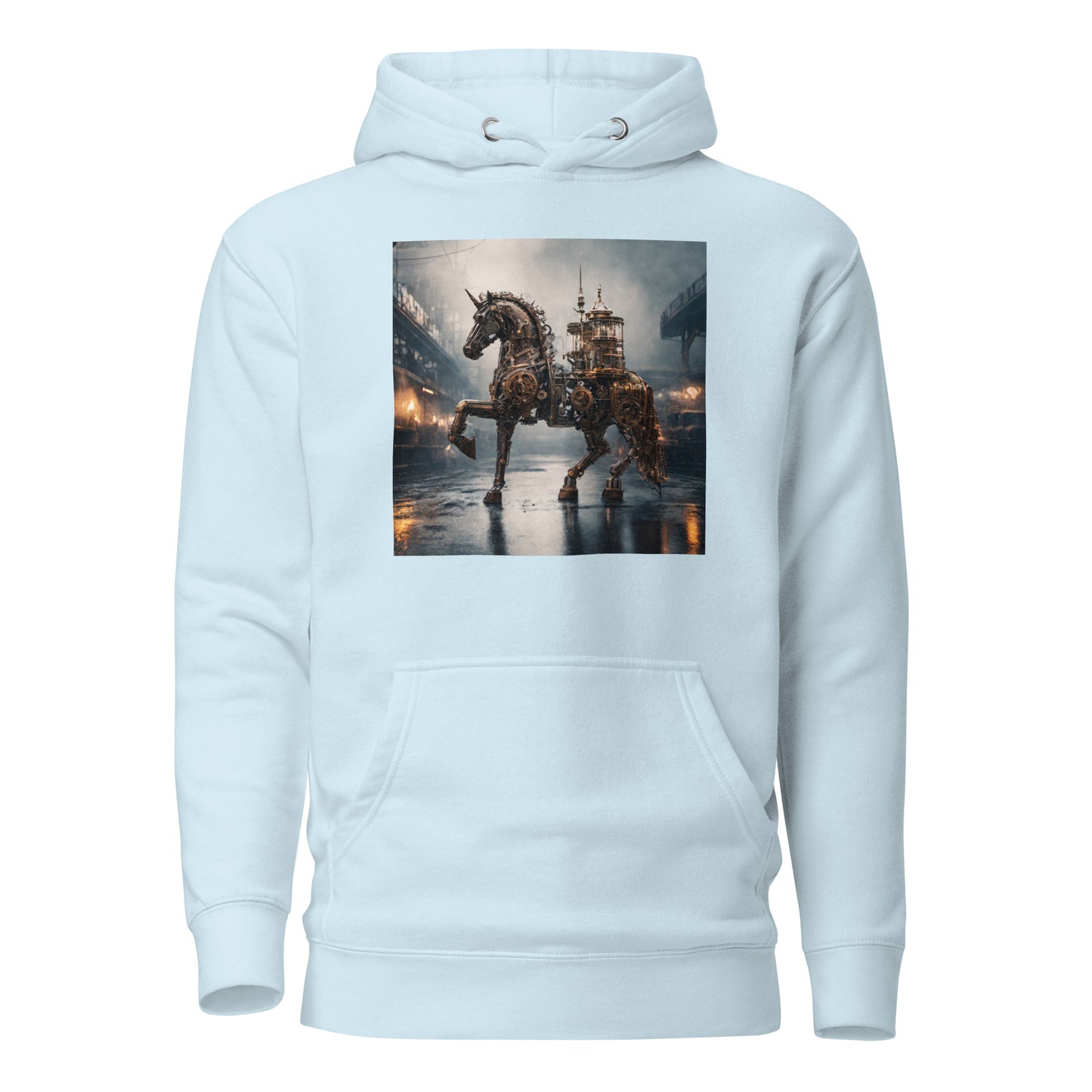 Steampunked Horse Men's Hoodie Sky Blue