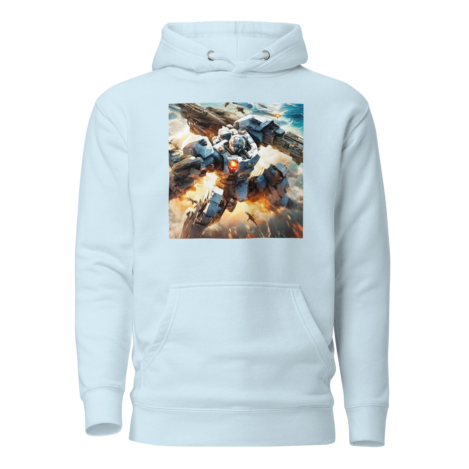 Bot in Battle Men's Anime Hoodie Sky Blue