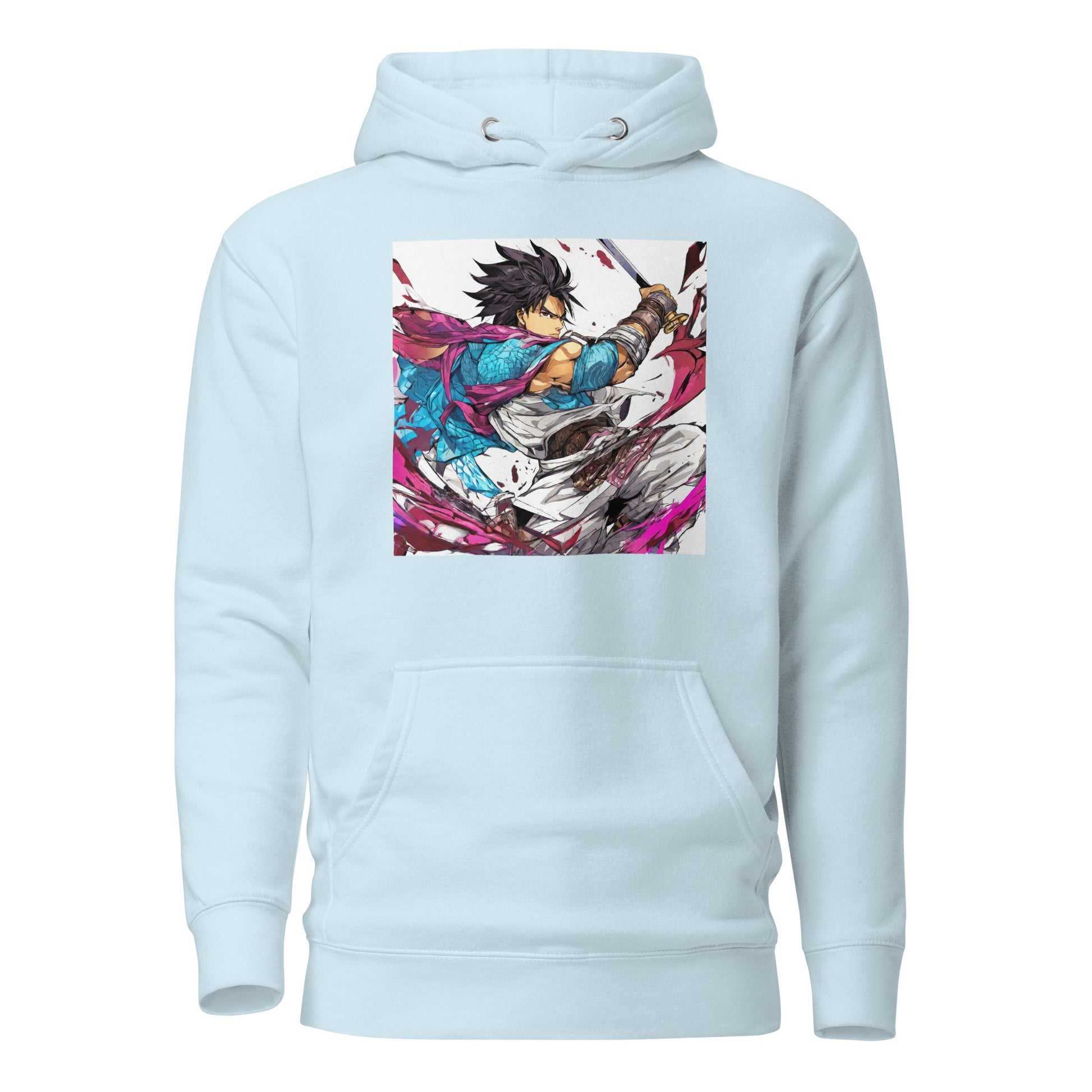 Mighty Fighter Men's Anime Hoodie Sky Blue