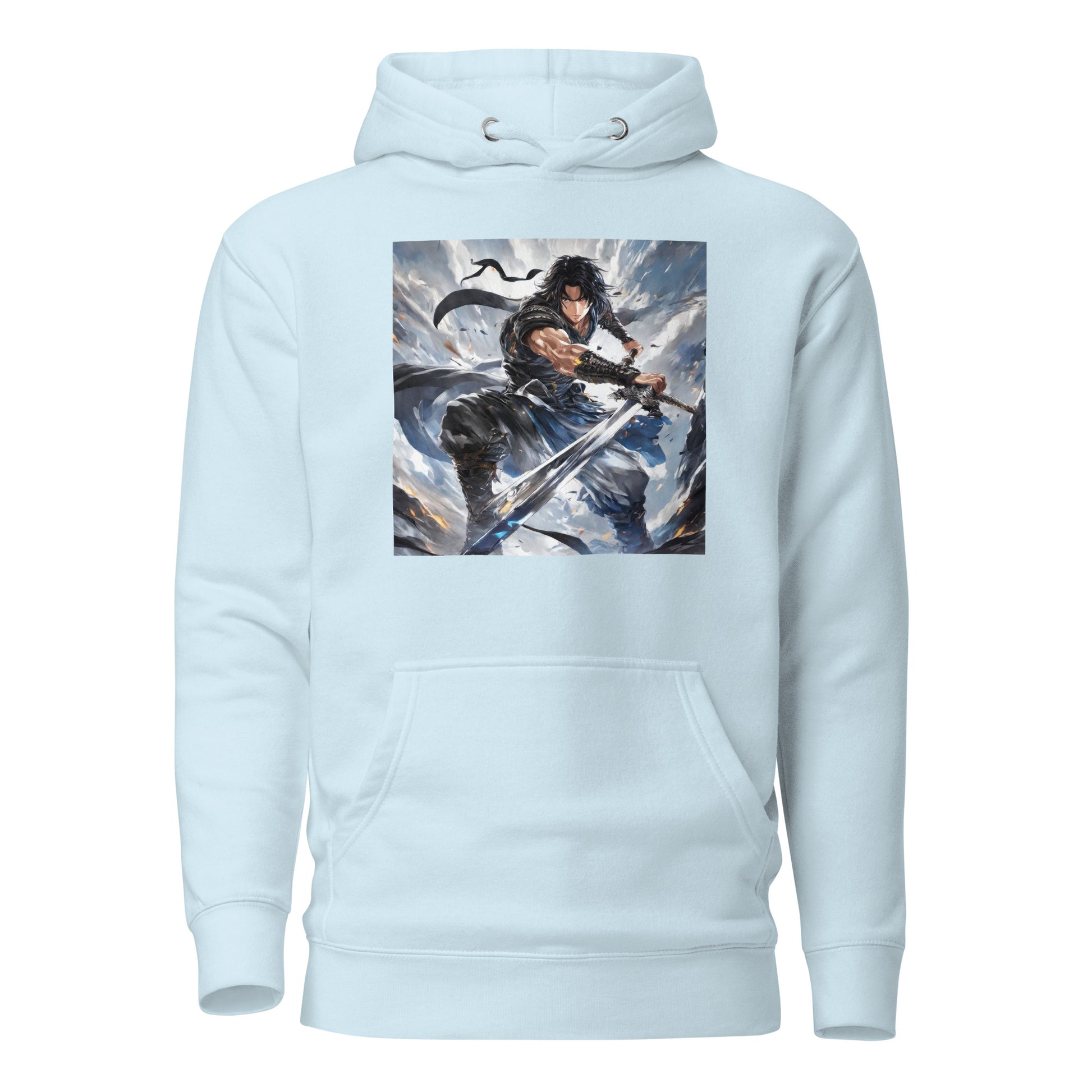 Victory is Mine Men's Anime Hoodie Sky Blue