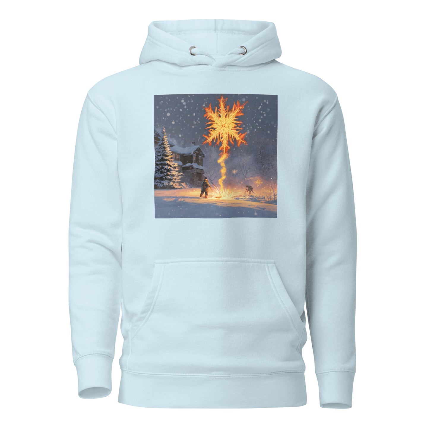 Fire from Ice Snowflake Men's Anime Hoodie Sky Blue