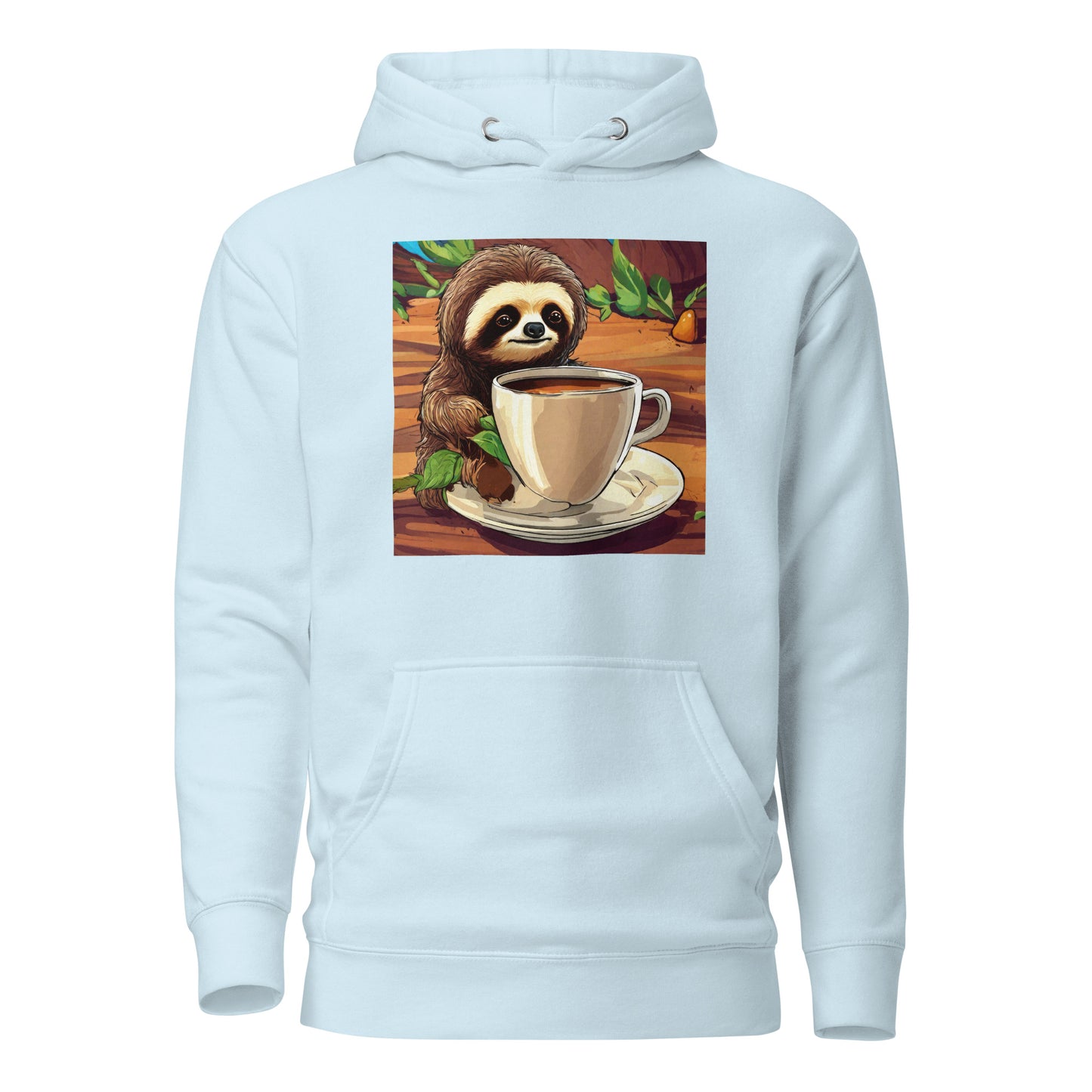 Slow Morning Men's Funny Sloth Hoodie Sky Blue