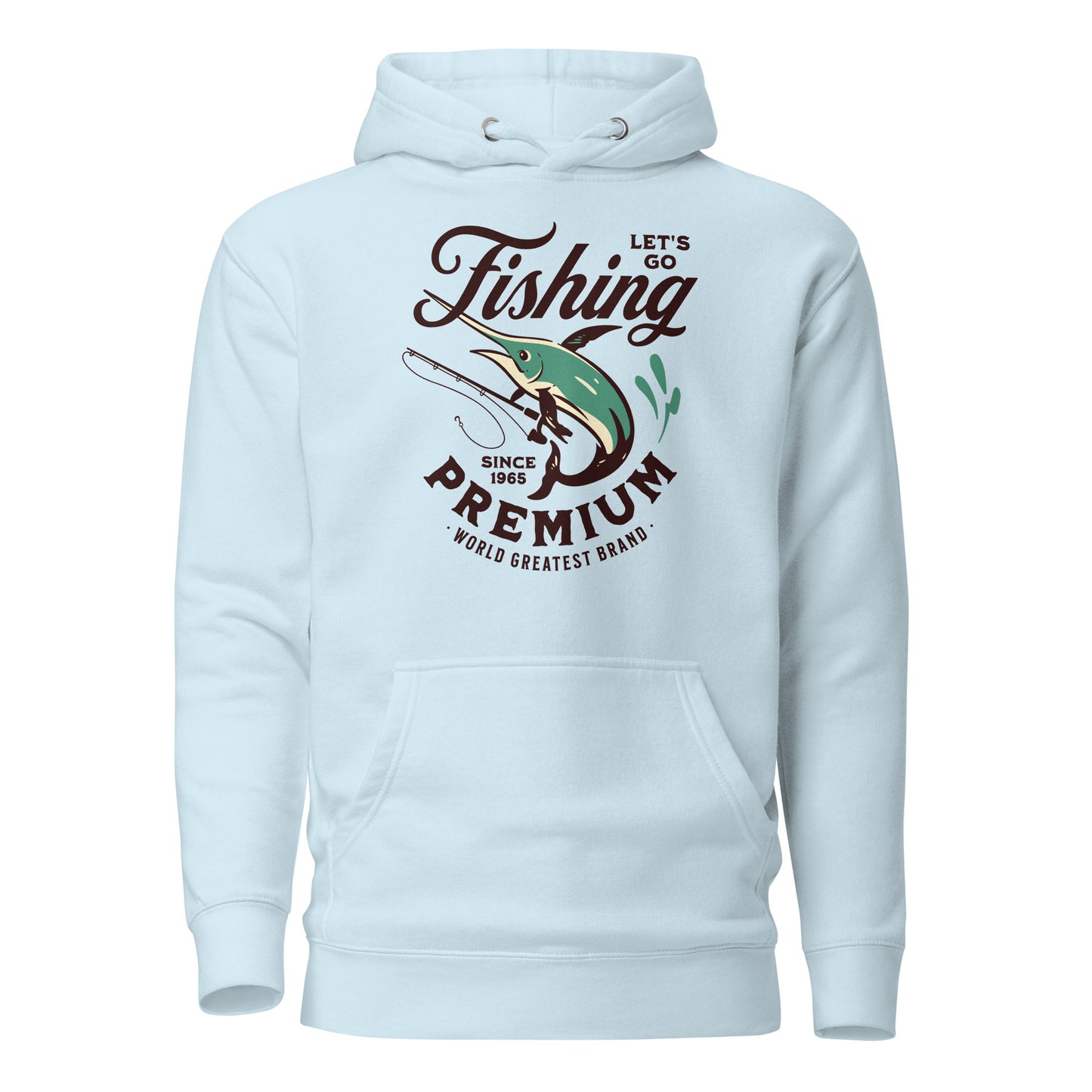 Let's Go Fishing Hoodie Gift for Dad Sky Blue