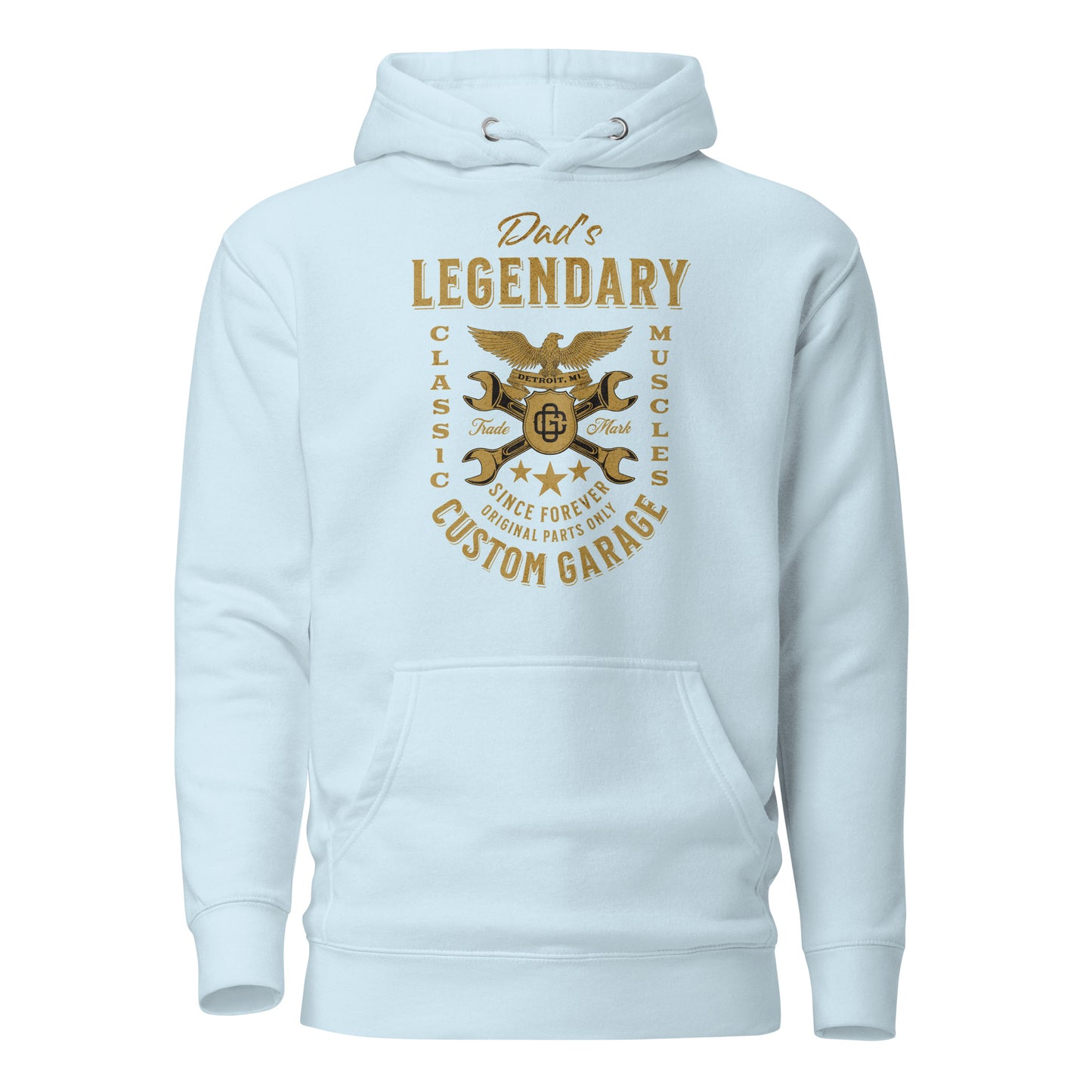 Dad's Legendary Custom Garage Hoodie Gift for Dad Sky Blue