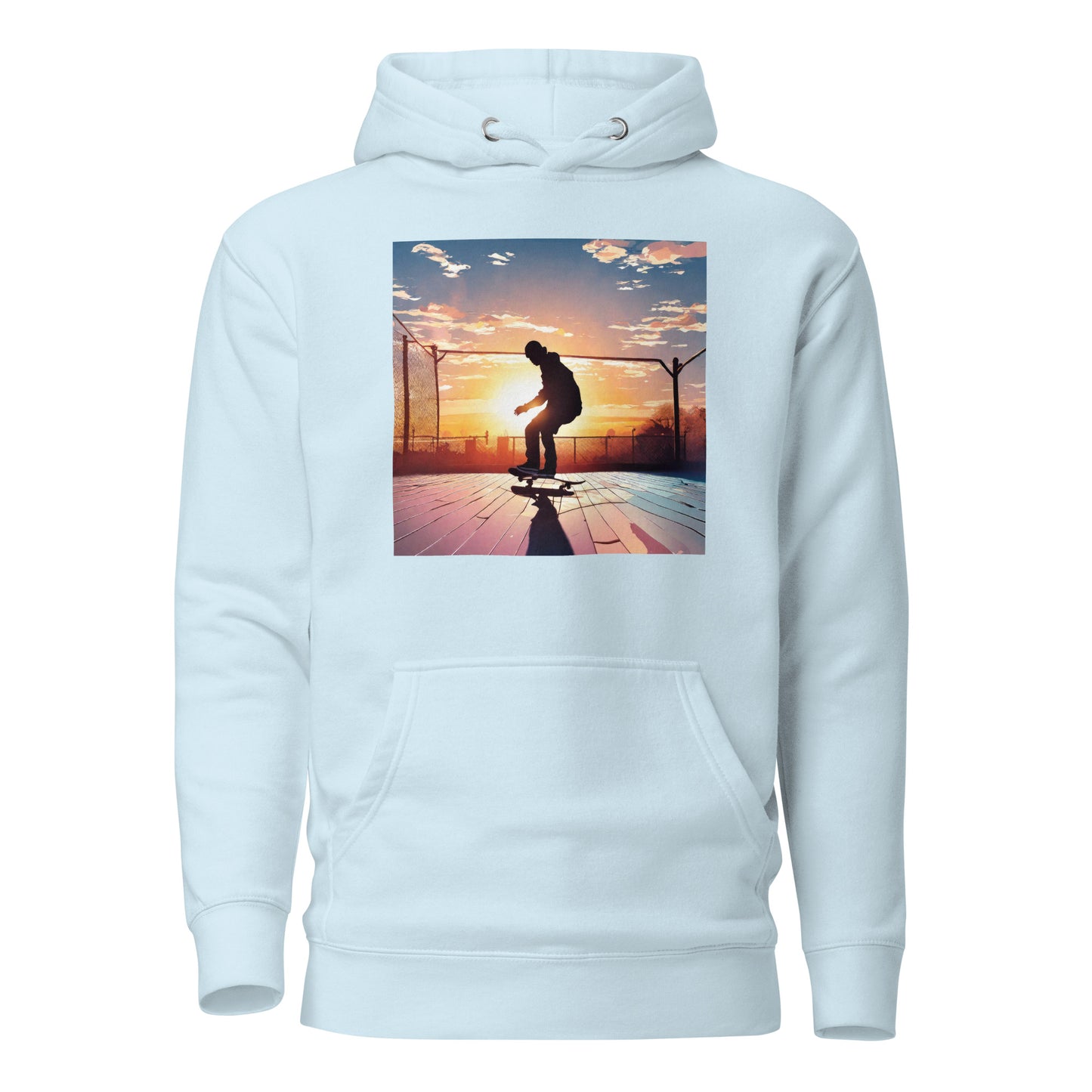 Skateboarding in the Sunset Men's Hoodie Sky Blue