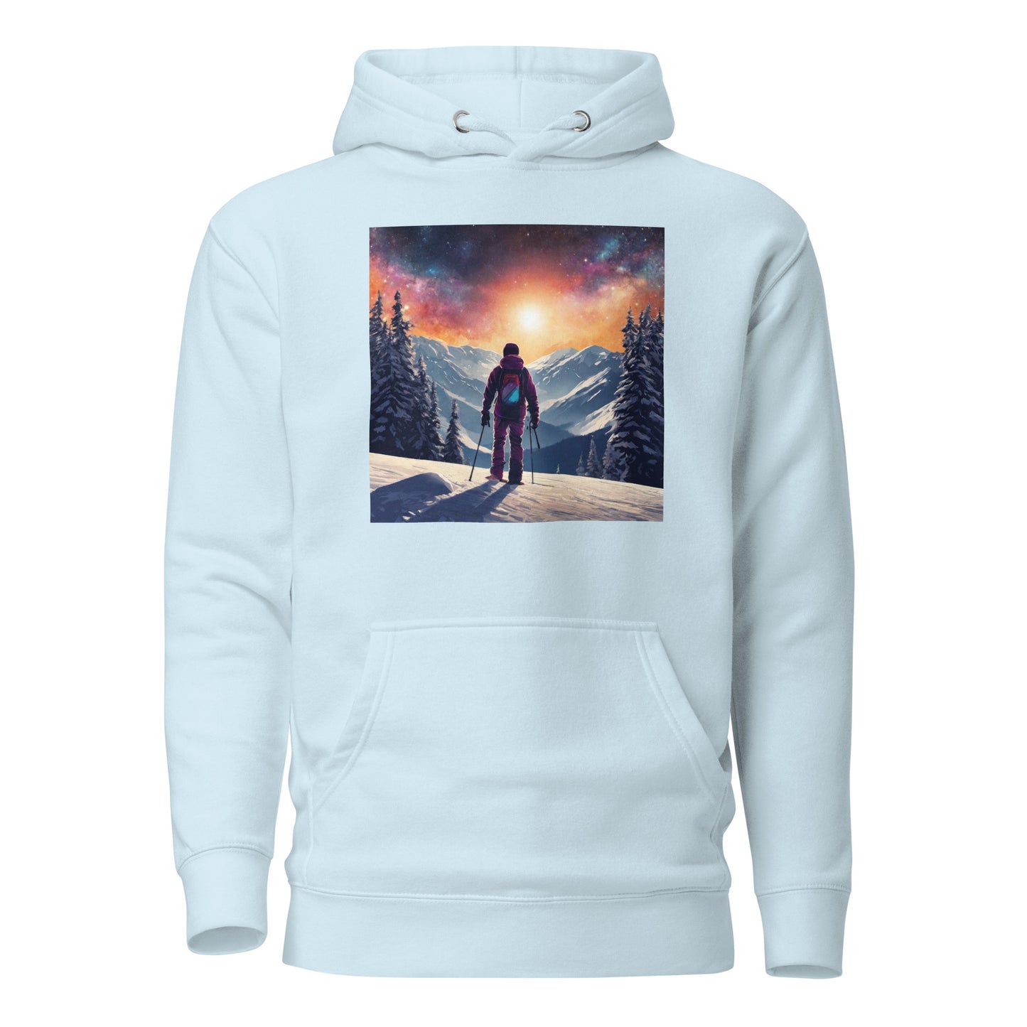 Peak of the Mountain Men's Skiing Hoodie Sky Blue