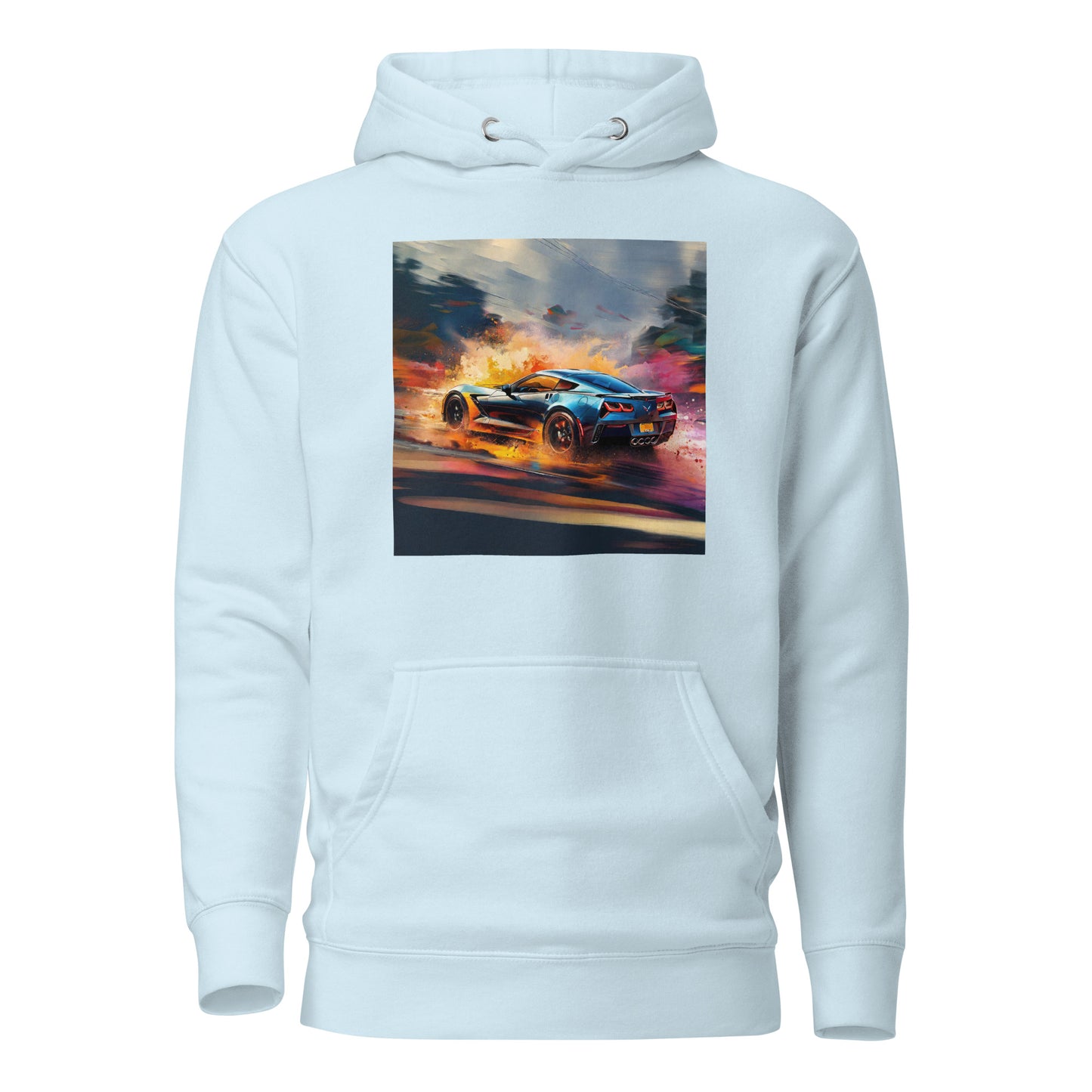 Colorful Corvette Men's Car Hoodie Sky Blue