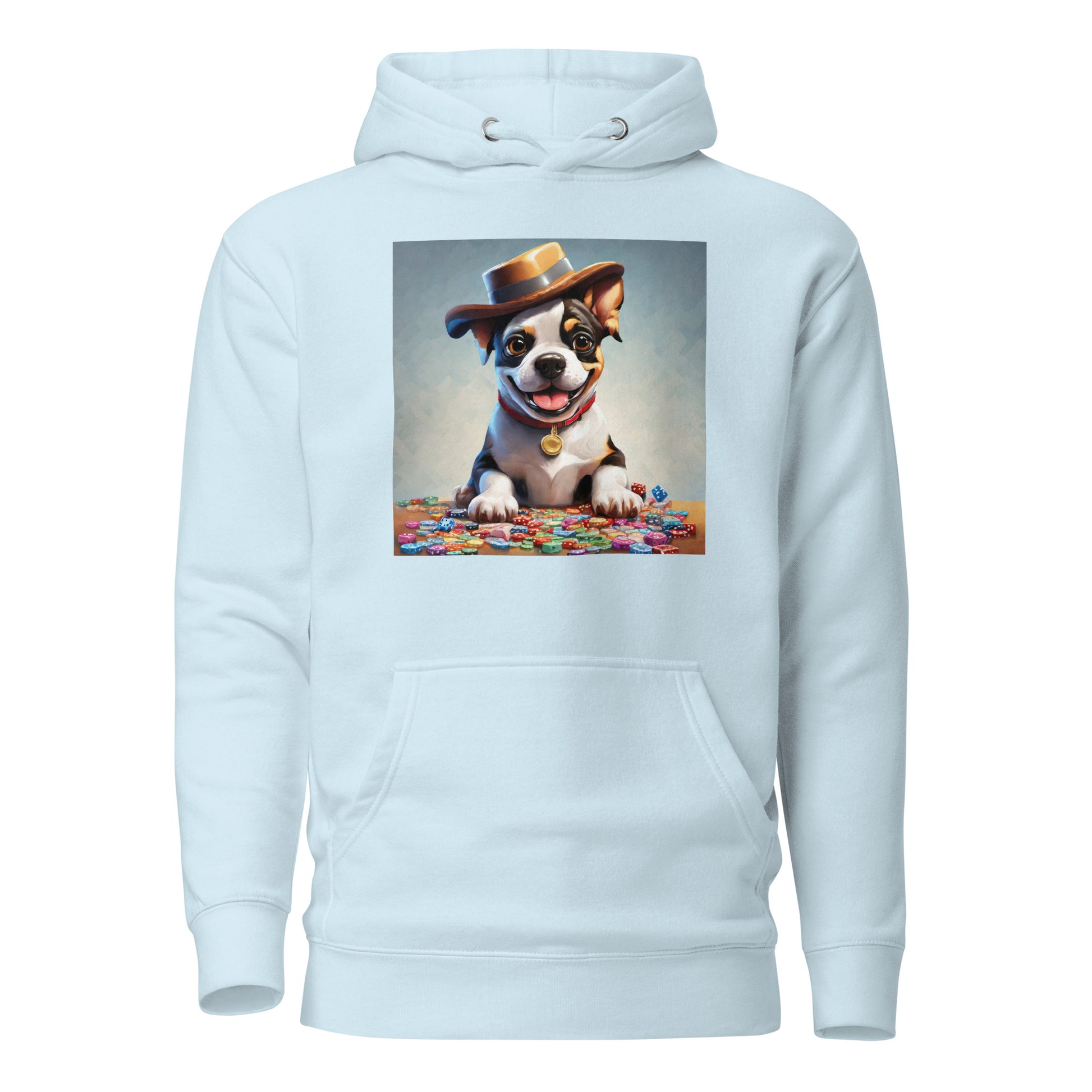 Lucky Dog Poker Night Men's Hoodie Sky Blue