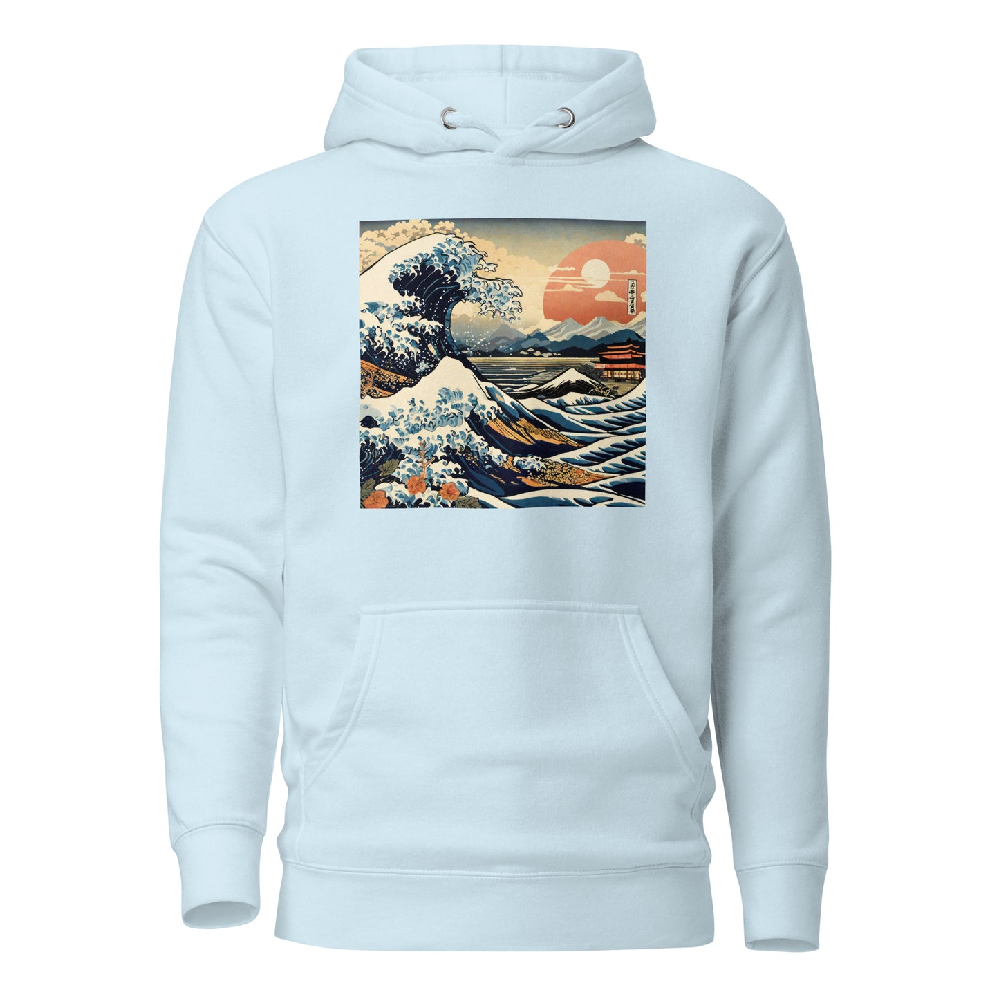 Ukiyo-e Wave Men's Hoodie Sky Blue