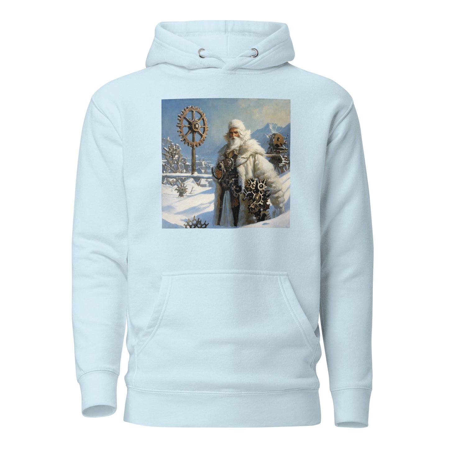 Frosty St Nick Santa Winter Christmas Hoodie for Men Sky Blue