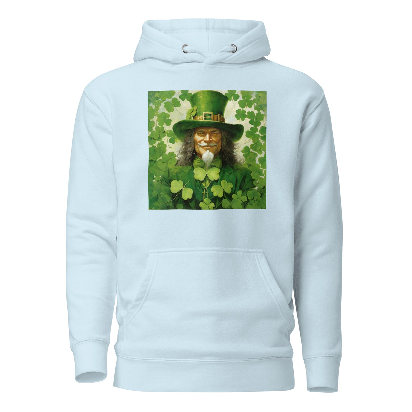 Leprechaun Shamrock Men's Hoodie for St Patty's Day Sky Blue