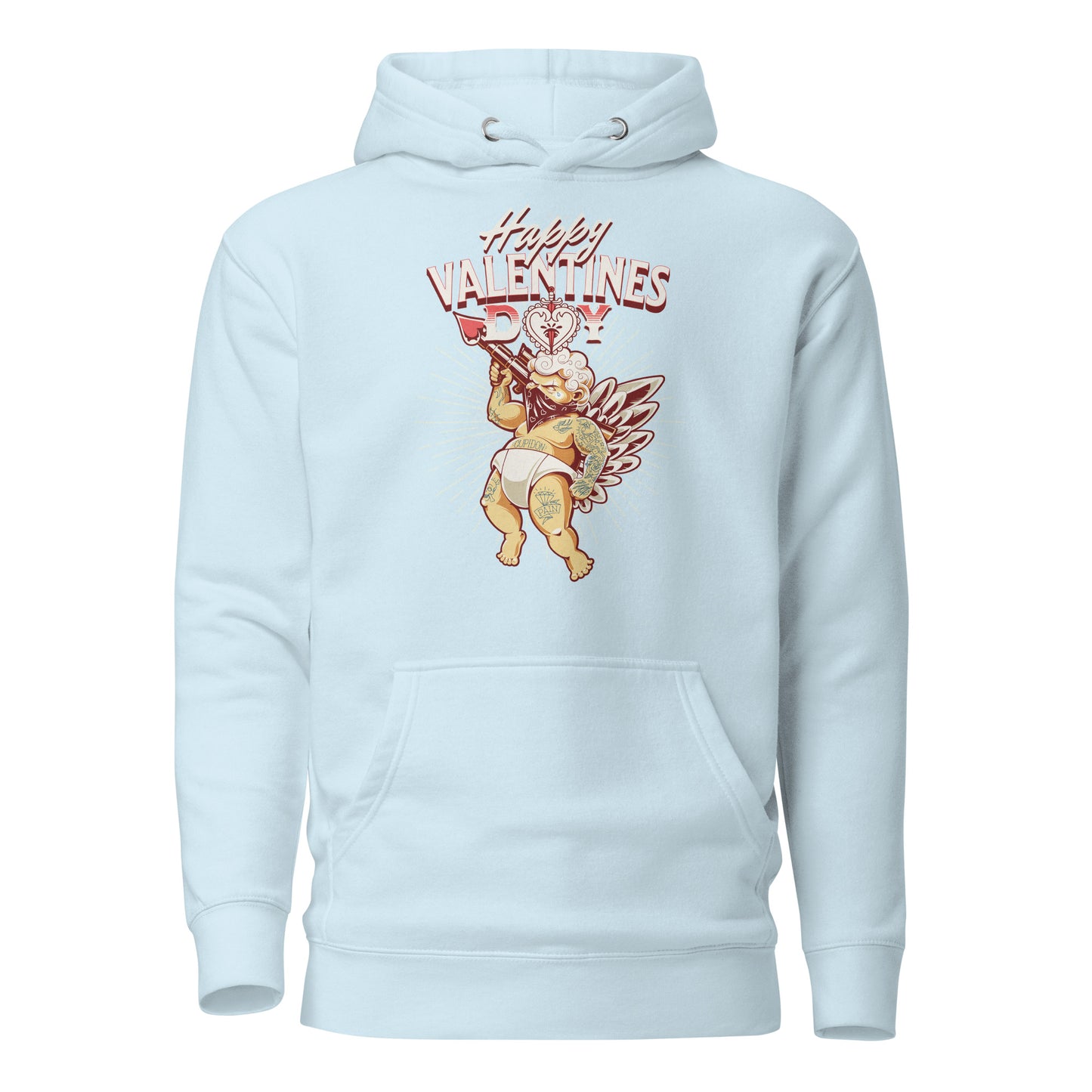 Inked Cupid Men's Valentine's Day Hoodie Sky Blue