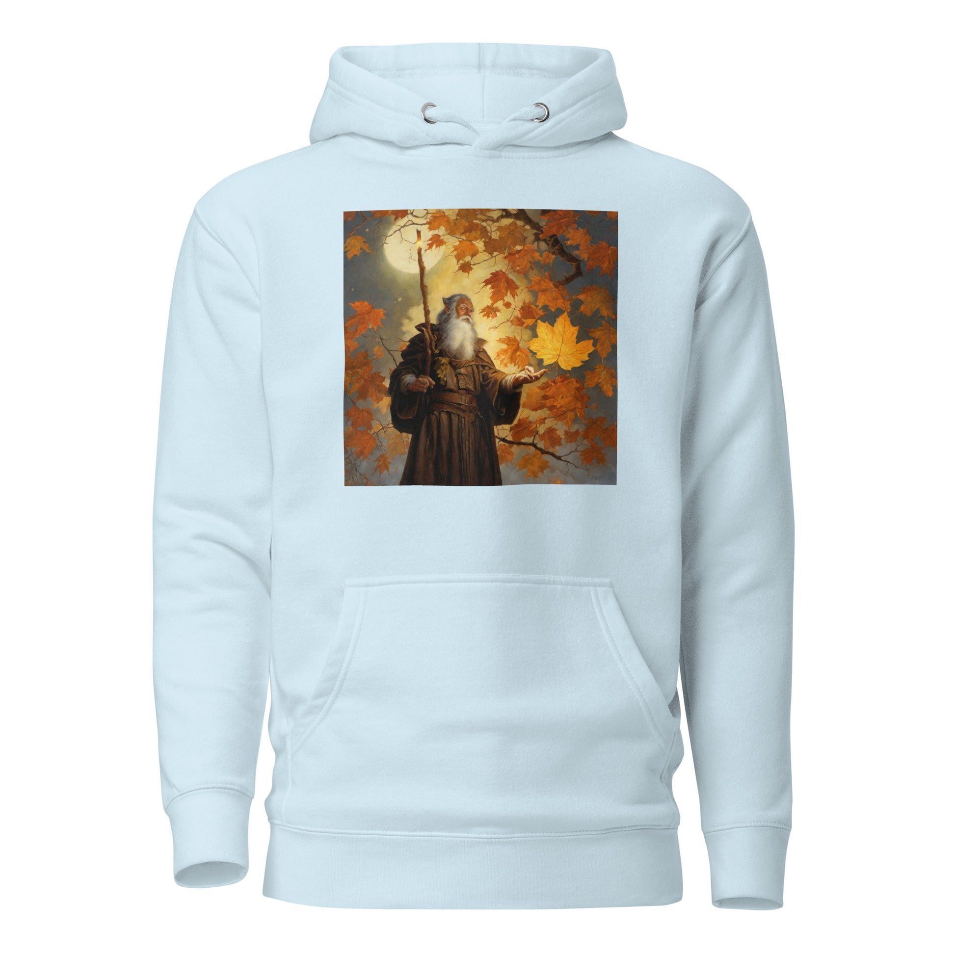 Mage Conjuring Fall Leaves Men's Hoodie Sky Blue