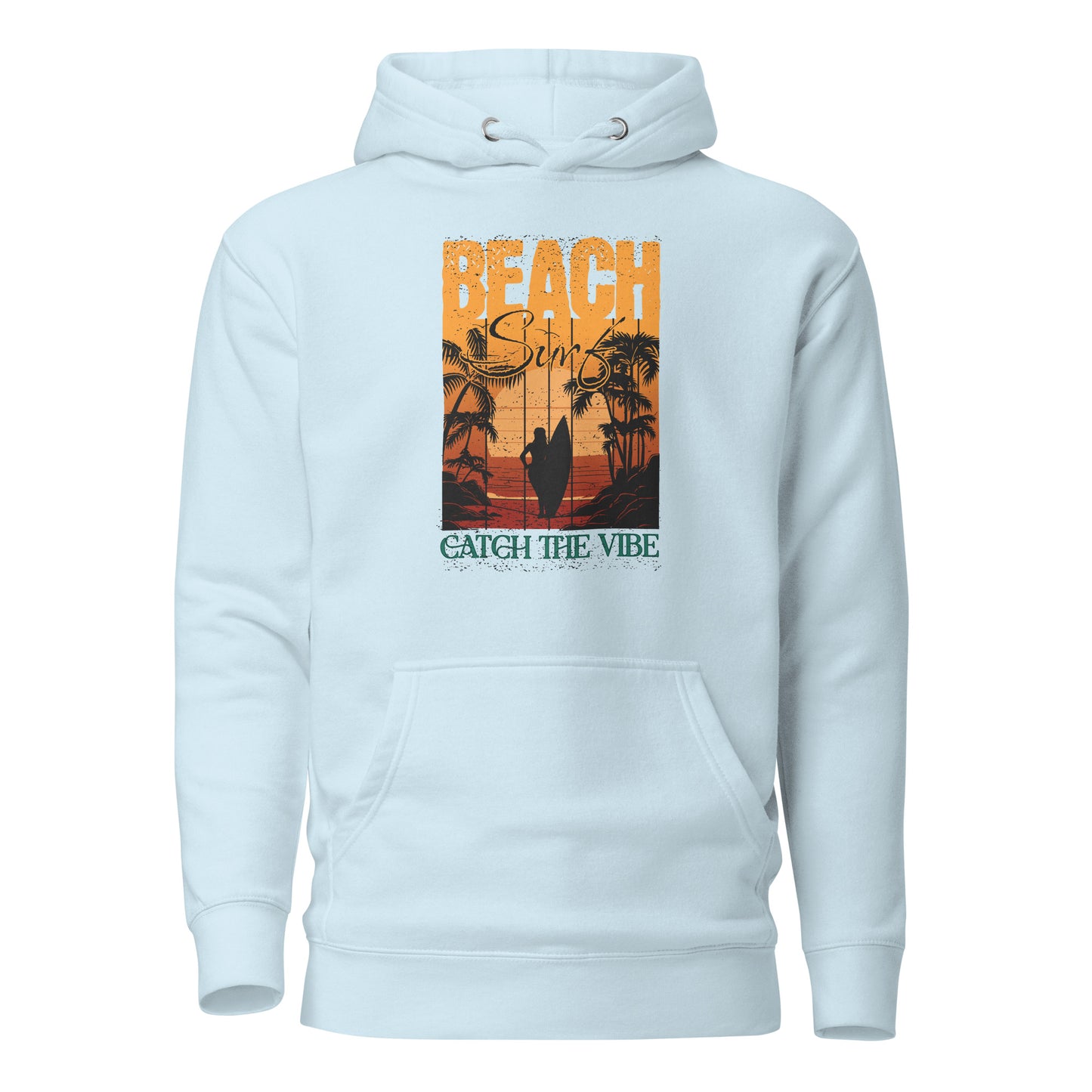 Catch the Beach Vibe Surfing Men's Hoodie Sky Blue