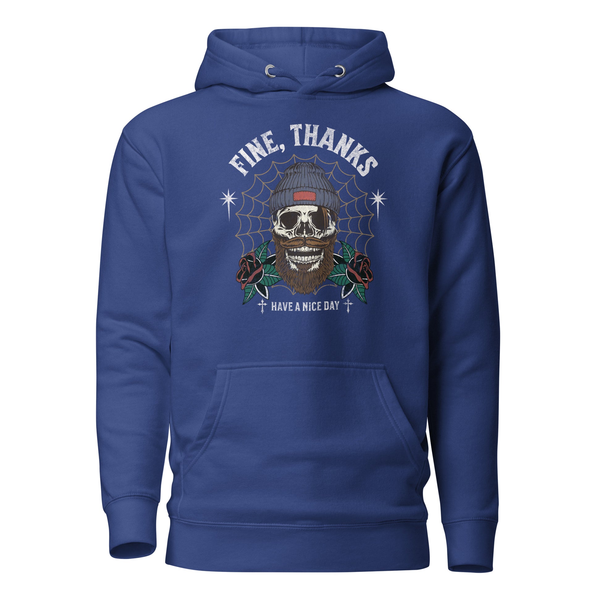 Fine Thanks Skull Men's Funny Hoodie Team Royal