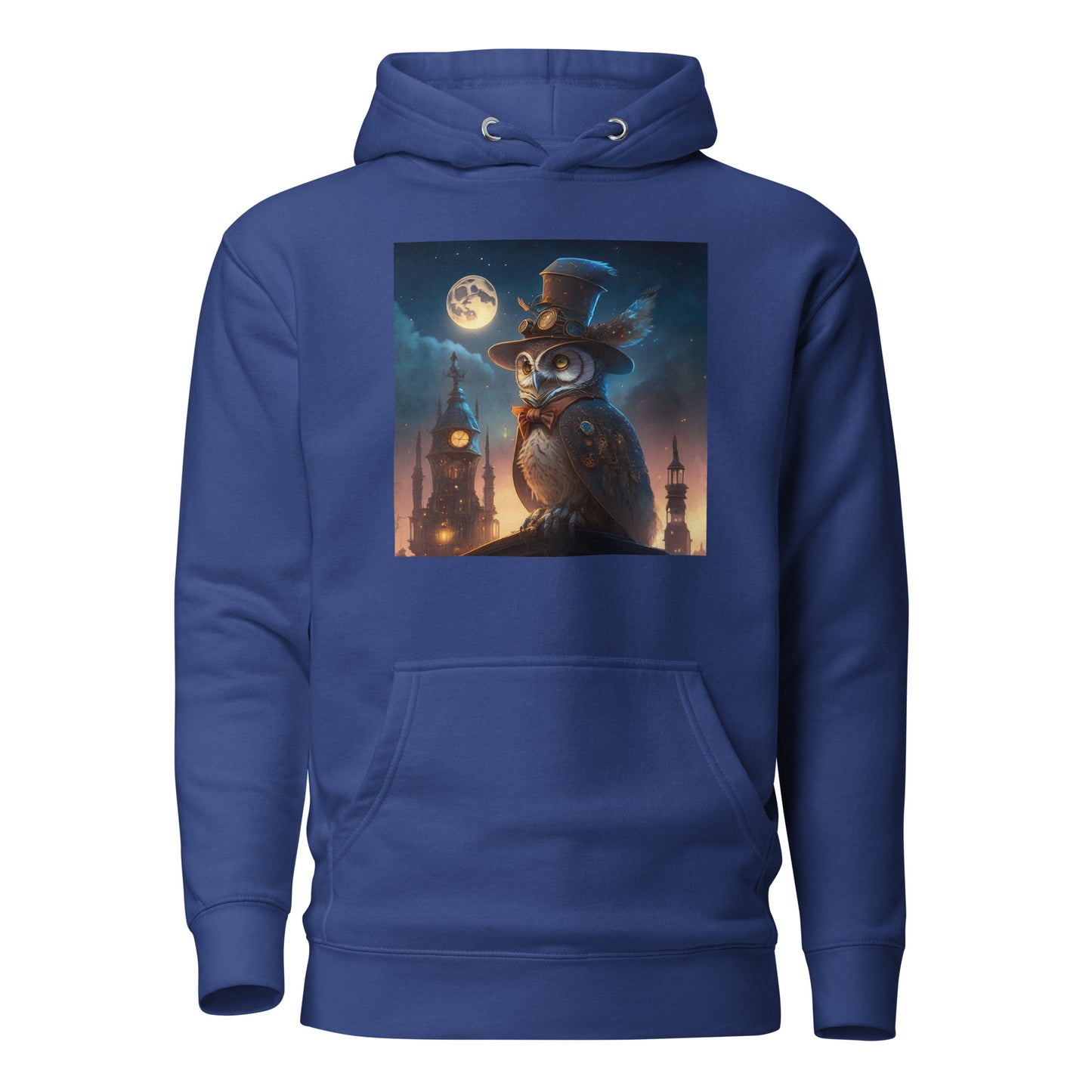 Moonlit Steampunk Owl Men's Graphic Hoodie Team Royal